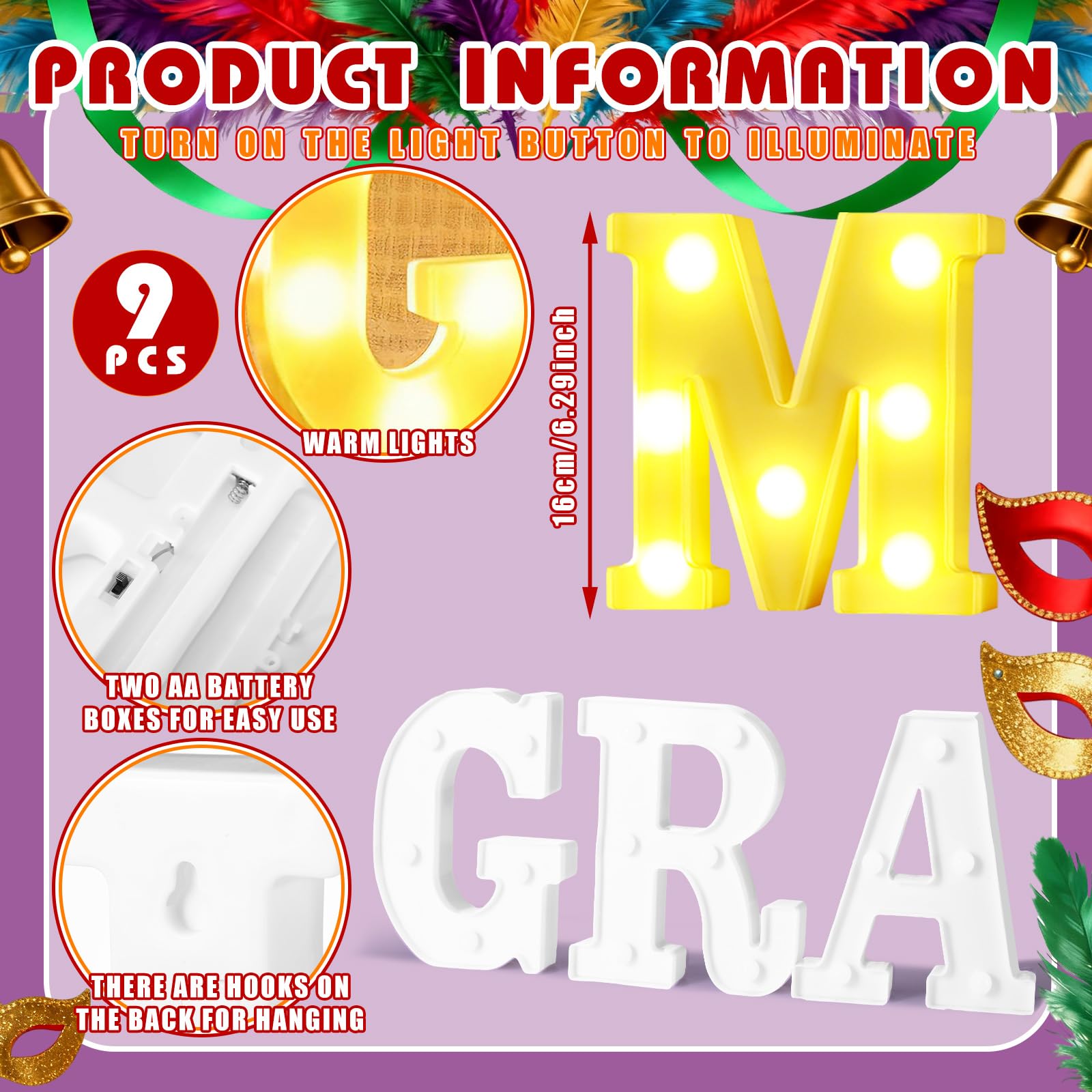 11 Pcs Happy Kwanzaa Large LED Letter Sign LED Lights Battery Powered Table Decorations for Party Favor Light Centerpiece Tabletop Decoration