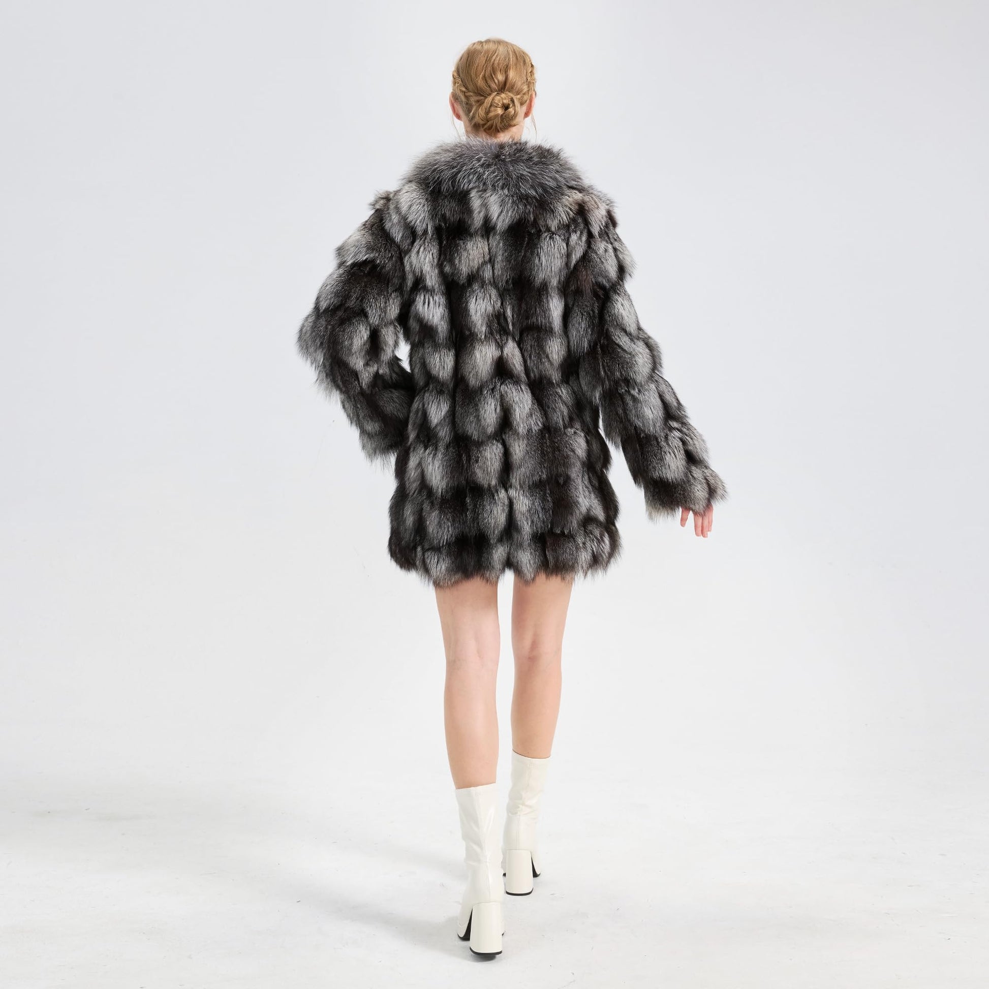 Fur Story Women's Genuine Fox Fur Coat Thick Warm Fur Jacket Winter coat