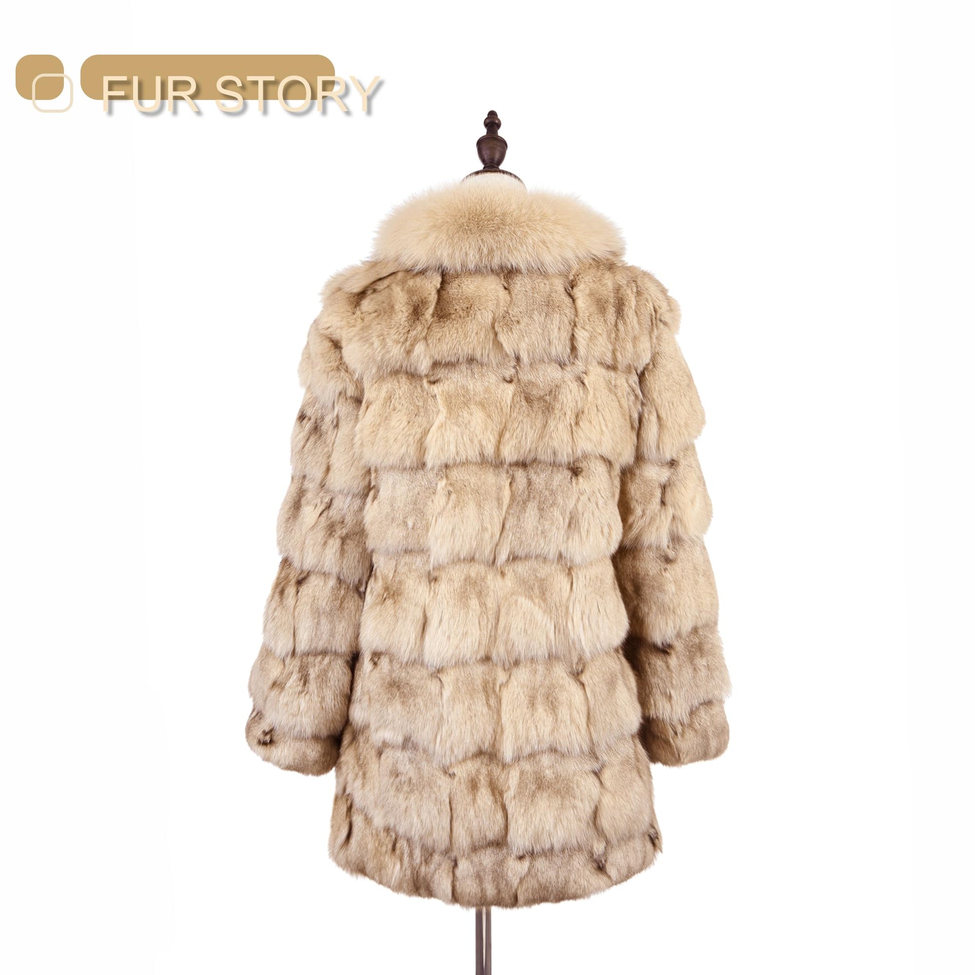 Fur Story Women's Genuine Fox Fur Coat Thick Warm Fur Jacket Winter coat