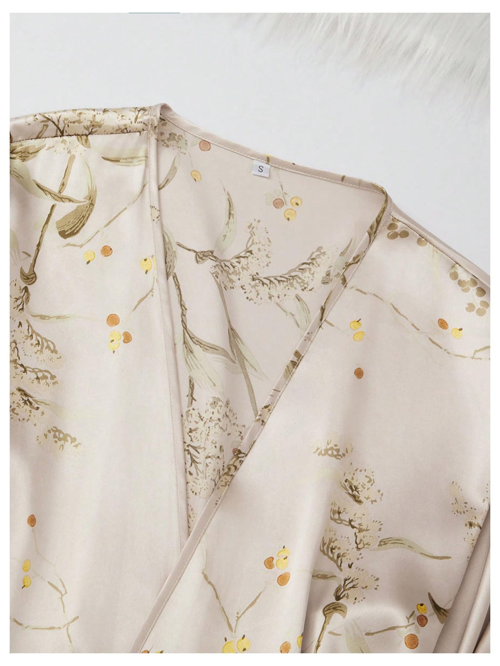 GORGLITTER Women's 5 Piece Floral Print Satin Pajama Set Nightgown Robe Cami Shorts Sleepwear with Storage Bag