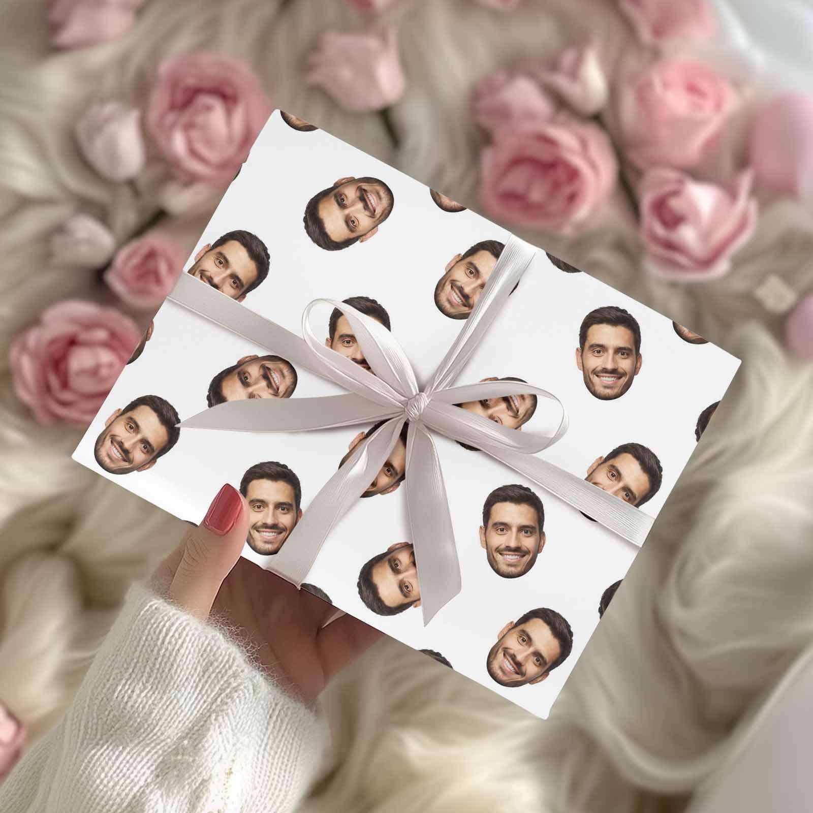 InterestPrint Custom Photo Wrapping Paper Merry Christmas with Christmas hat Wrapping Paper Custom Name Gift Wrap Roll Perfect for Birthdays 58"x 23"