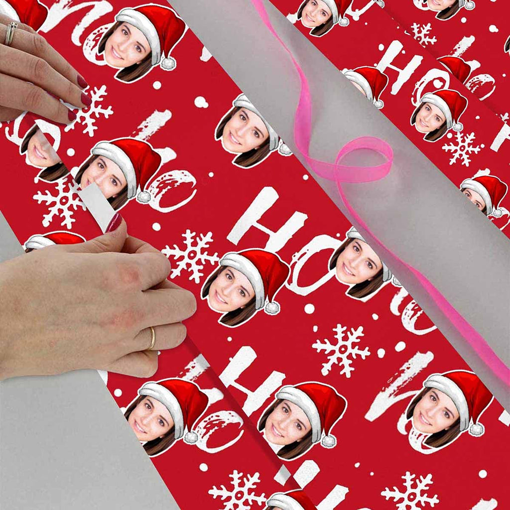 InterestPrint Custom Photo Wrapping Paper Merry Christmas with Christmas hat Wrapping Paper Custom Name Gift Wrap Roll Perfect for Birthdays 58"x 23"