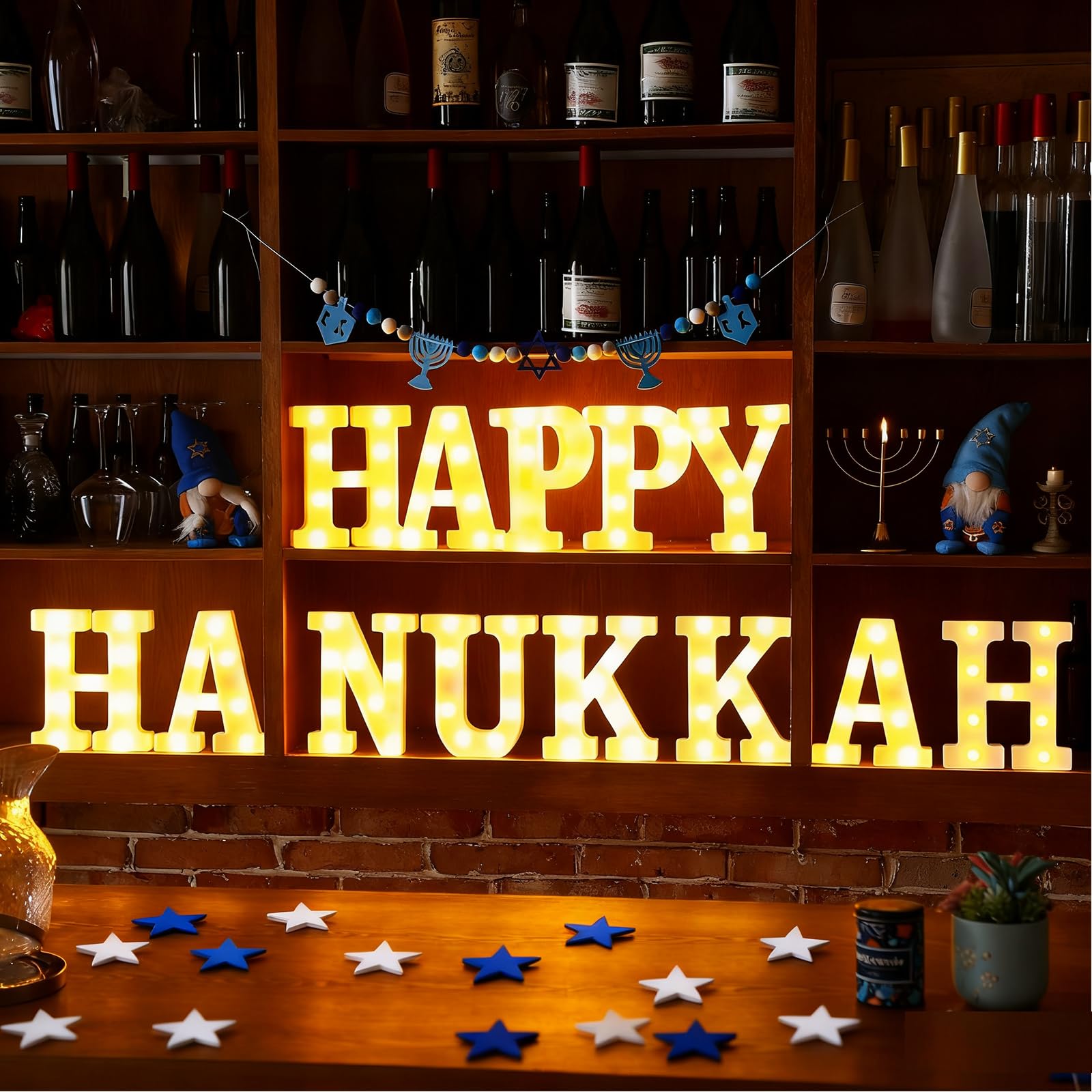 11 Pcs Happy Kwanzaa Large LED Letter Sign LED Lights Battery Powered Table Decorations for Party Favor Light Centerpiece Tabletop Decoration