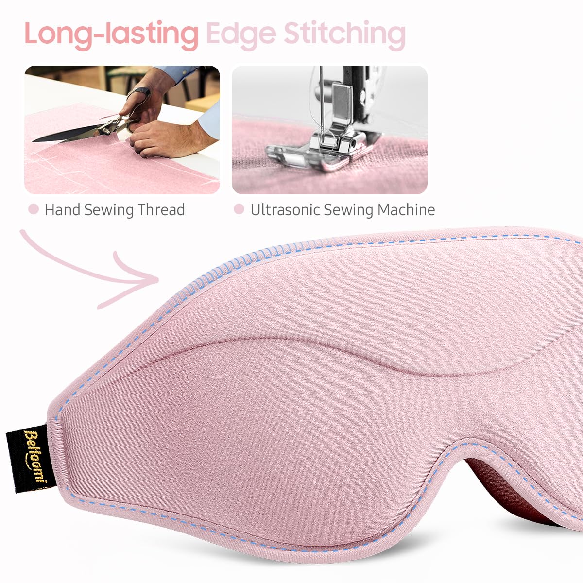 Sleep Mask, Premium Eye Mask for Sleeping, Total Blackout, Super Soft Comfort, Adjustable Fit, Upgraded 3D Ergonomic Designed Sleeping Mask for Home, Office, Travel, Meditation, Yoga, Pink