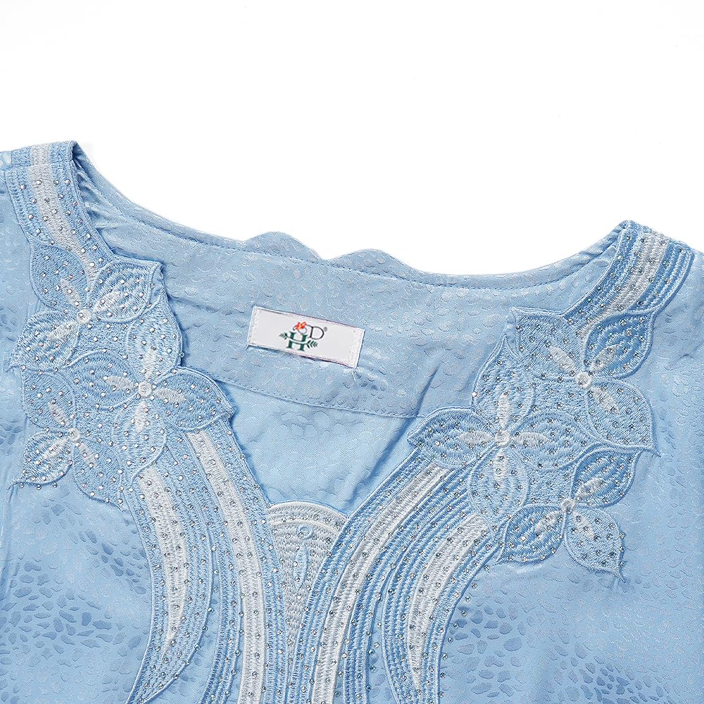 HD African Dresses for Women Fashion Beading Rhinestone Kaftan Maxi Dress