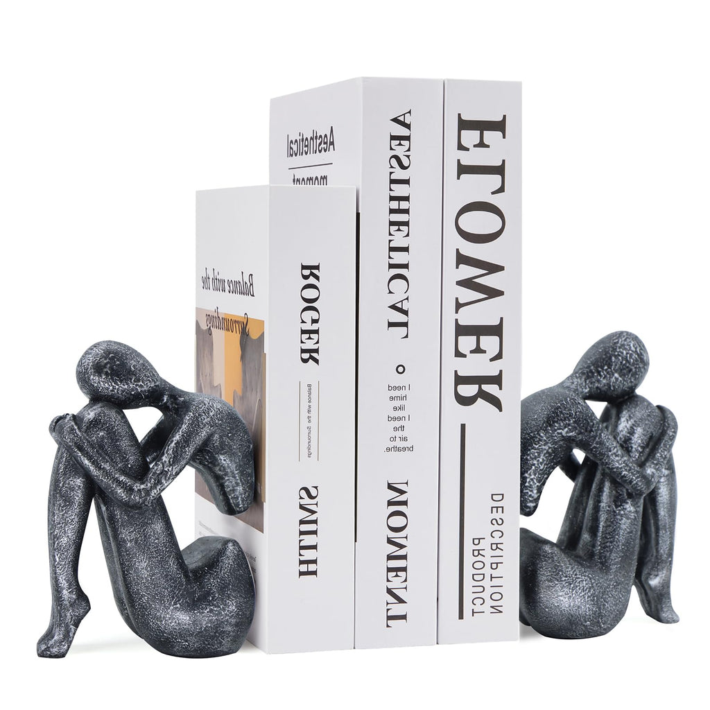 Black Decor Women Statue, Thinker Girl Sculptures, Modern Abstract Art Accents, Black Resin Collectible Figurines for Living Room Bedroom Bookshelf Coffe Table, Resin, 1Piece