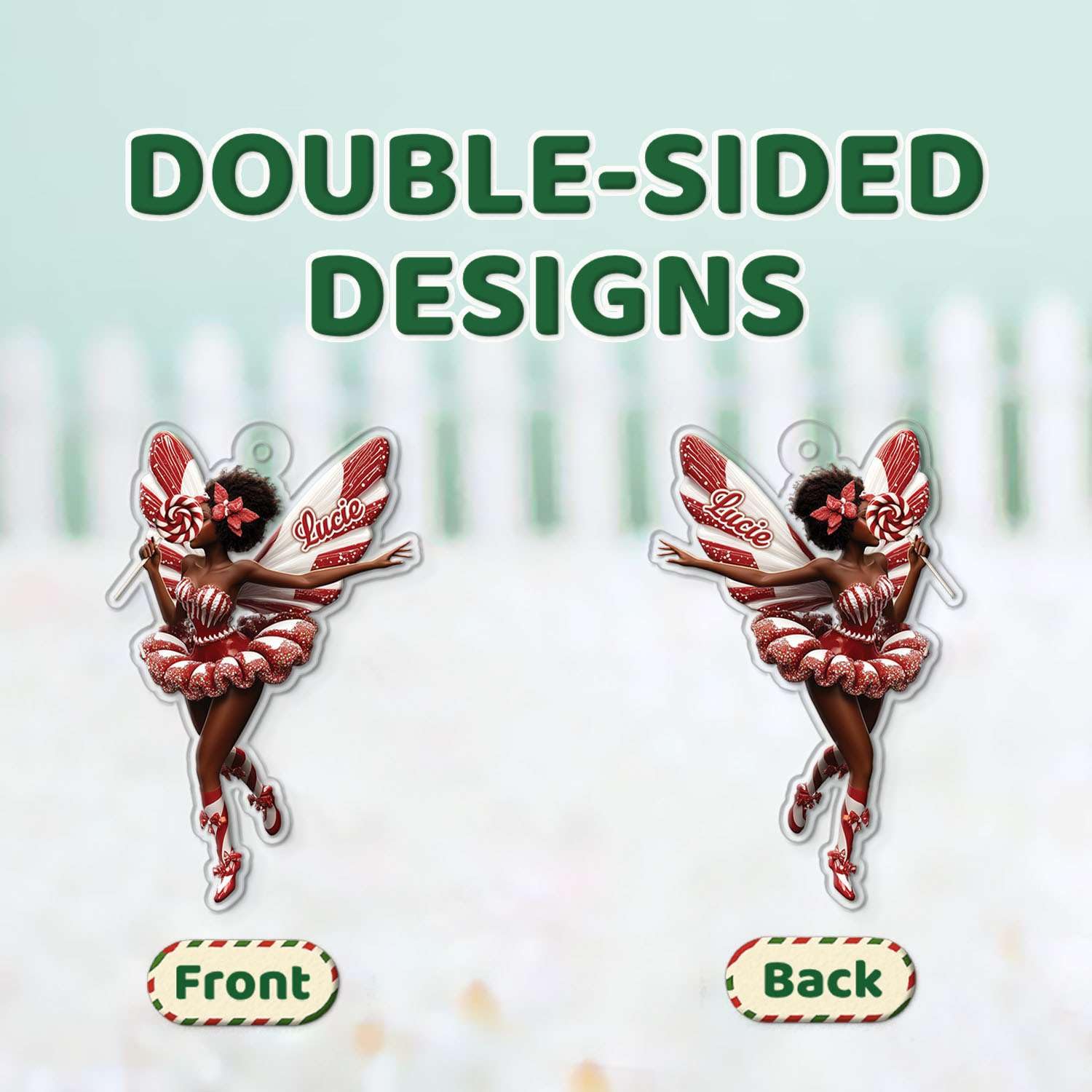 2D Acrylic Christmas Elf Shaped Ornament with Gift Box, Personalized Name Holiday Keepsake, Cute Ornament for Kids Room, Custom Name African-Inspired Decoration, Gifts for Boys