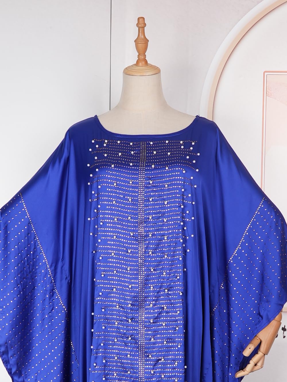 HD African Dresses for Women Fashion Beading Rhinestone Kaftan Maxi Dress