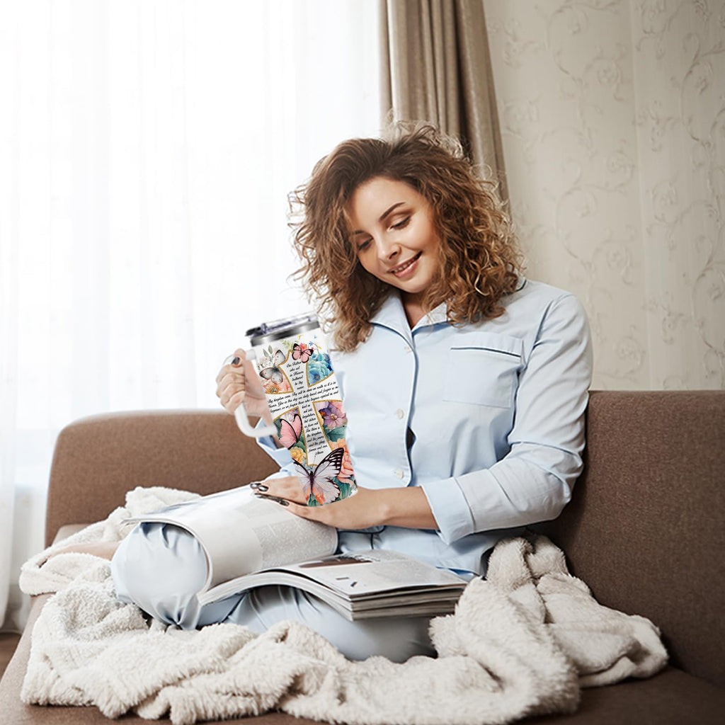 Christian Gifts for Women, 40 oz I Can Do All Things Christ Tumbler With Handle, Inspirational Religious Birthday Gifts for Faith Cup, Christian Jesus God Bible Verse Pastor Prayer Gift for Christmas