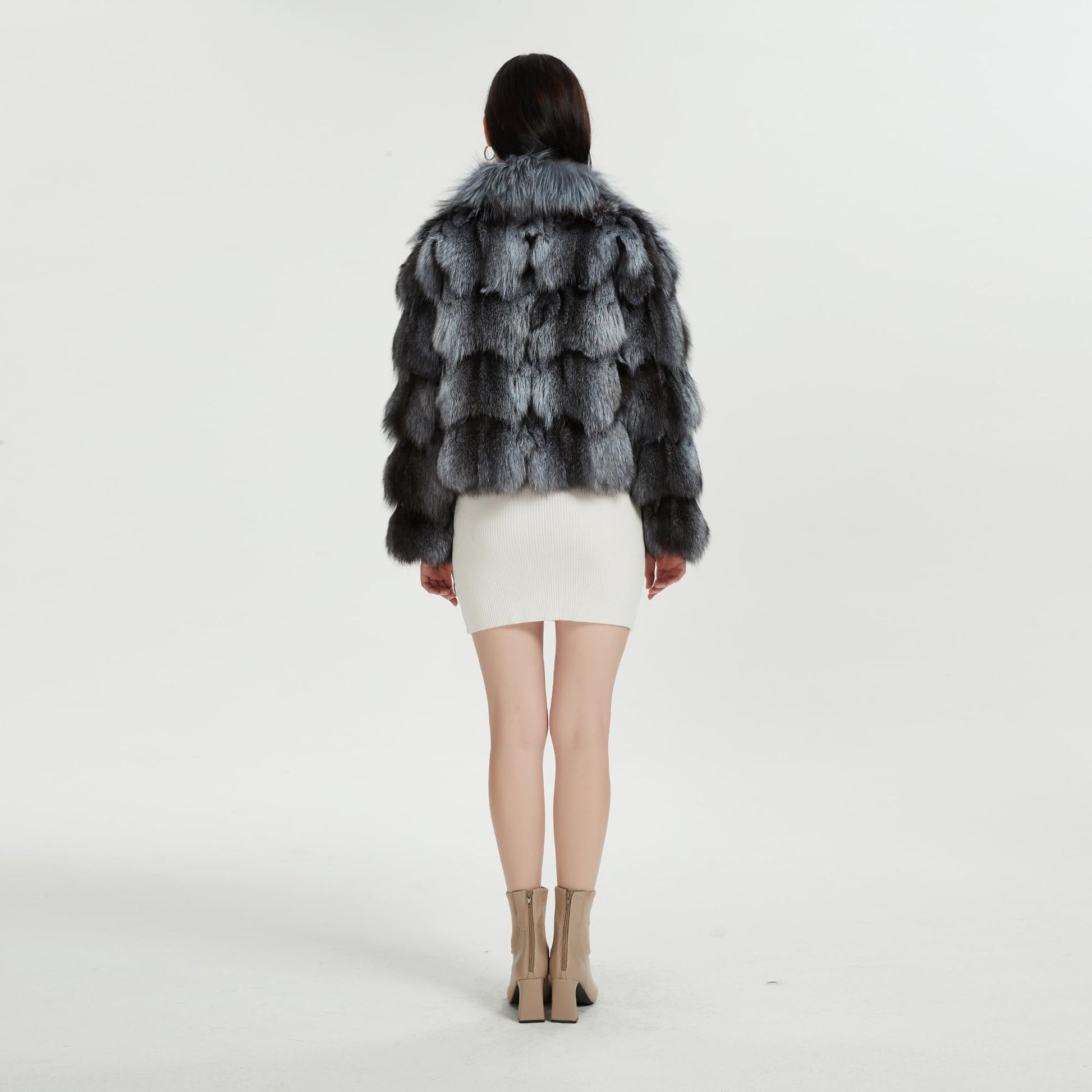 Fur Story Women's Genuine Fox Fur Coat Thick Warm Fur Jacket Winter coat