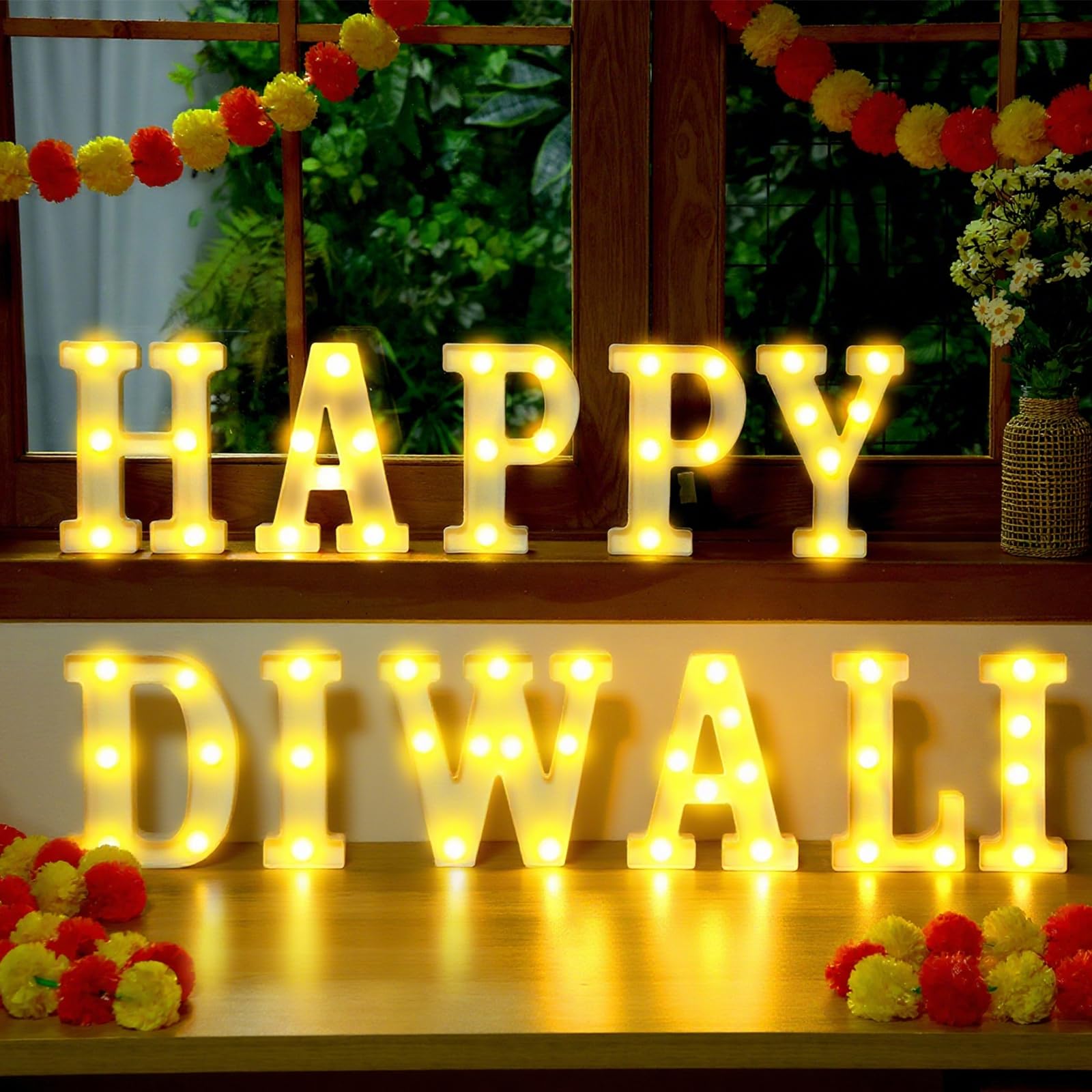 11 Pcs Happy Kwanzaa Large LED Letter Sign LED Lights Battery Powered Table Decorations for Party Favor Light Centerpiece Tabletop Decoration