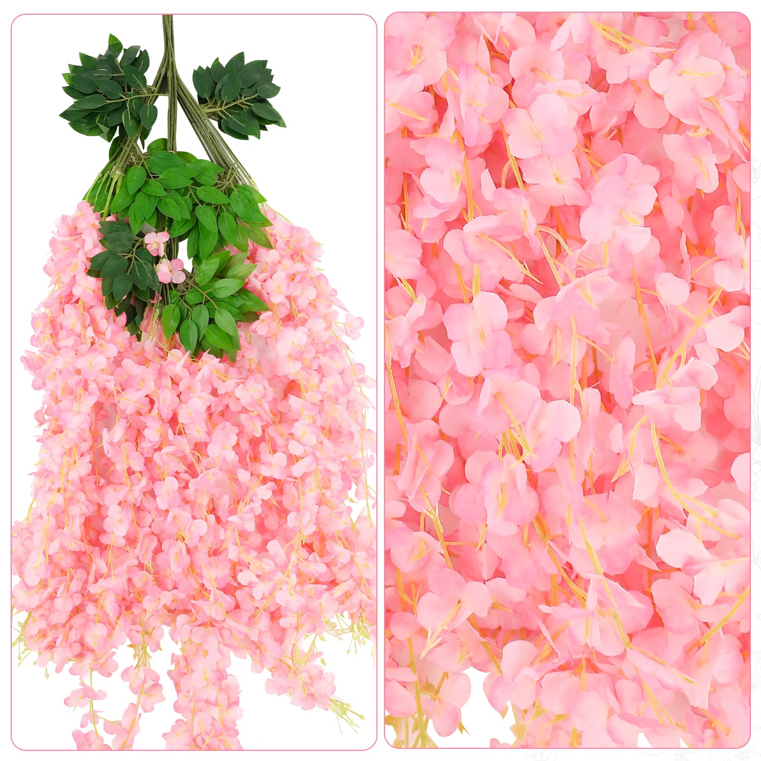 Wisteria Hanging Flowers,Fake Hanging Flowers,Wisteria artificiales Garland for Home Wedding Arch Floral Party Garden Ceremony Outdoor Decor,3.6 feet Long(36,White)
