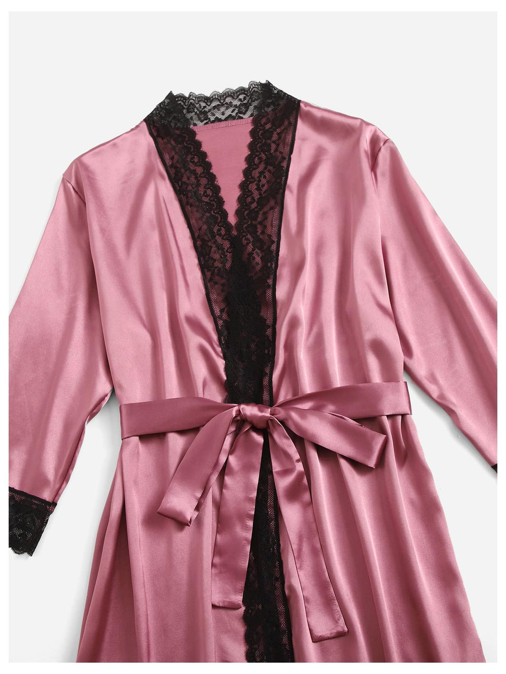 GORGLITTER Women's 5 Piece Floral Print Satin Pajama Set Nightgown Robe Cami Shorts Sleepwear with Storage Bag