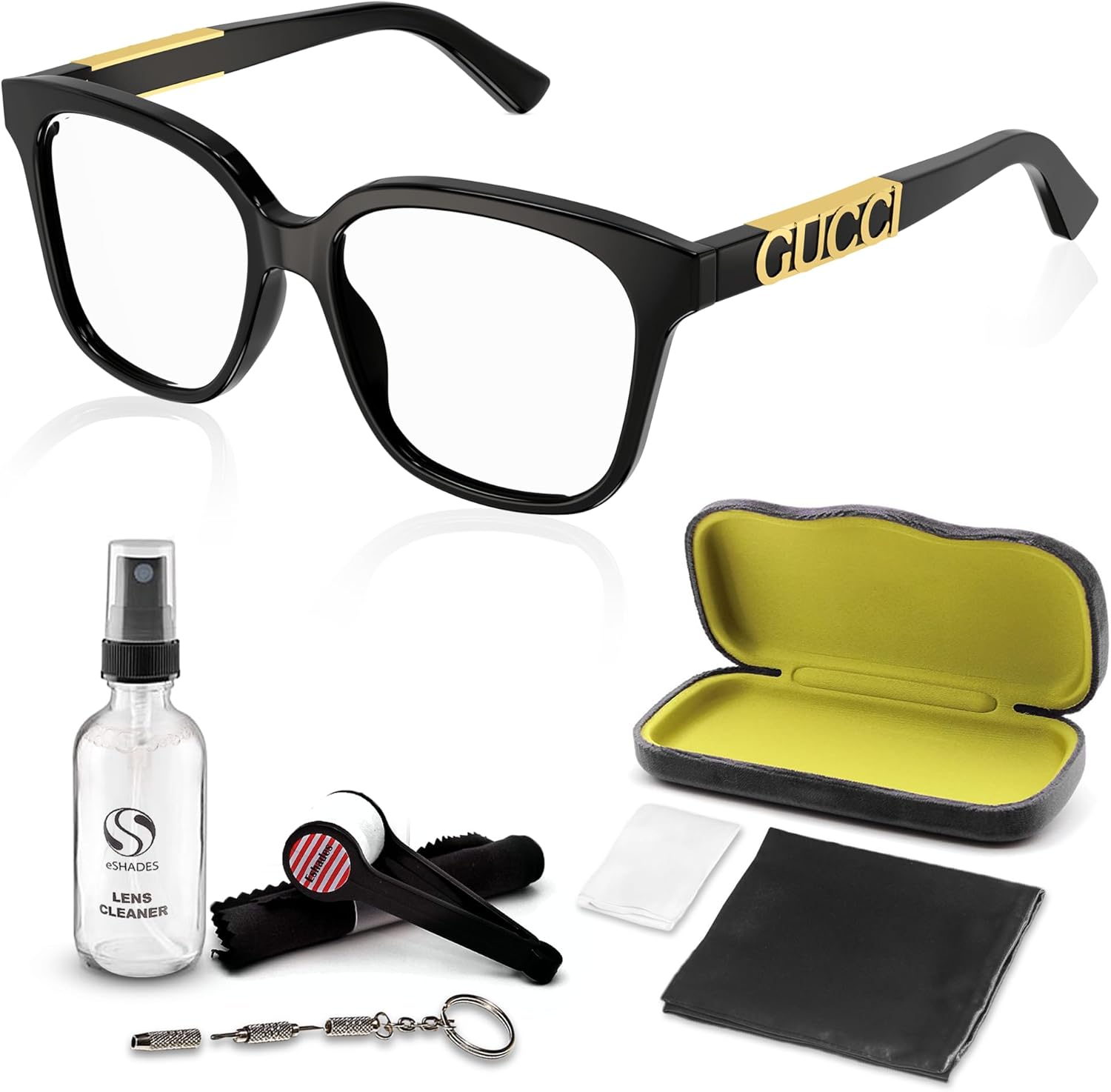 Gucci GG1192O Designer Fashion Eyeglasses Stylish Square Frame Eyewear with Luxury eSHADES Kit - Embrace Sophistication and Elegance