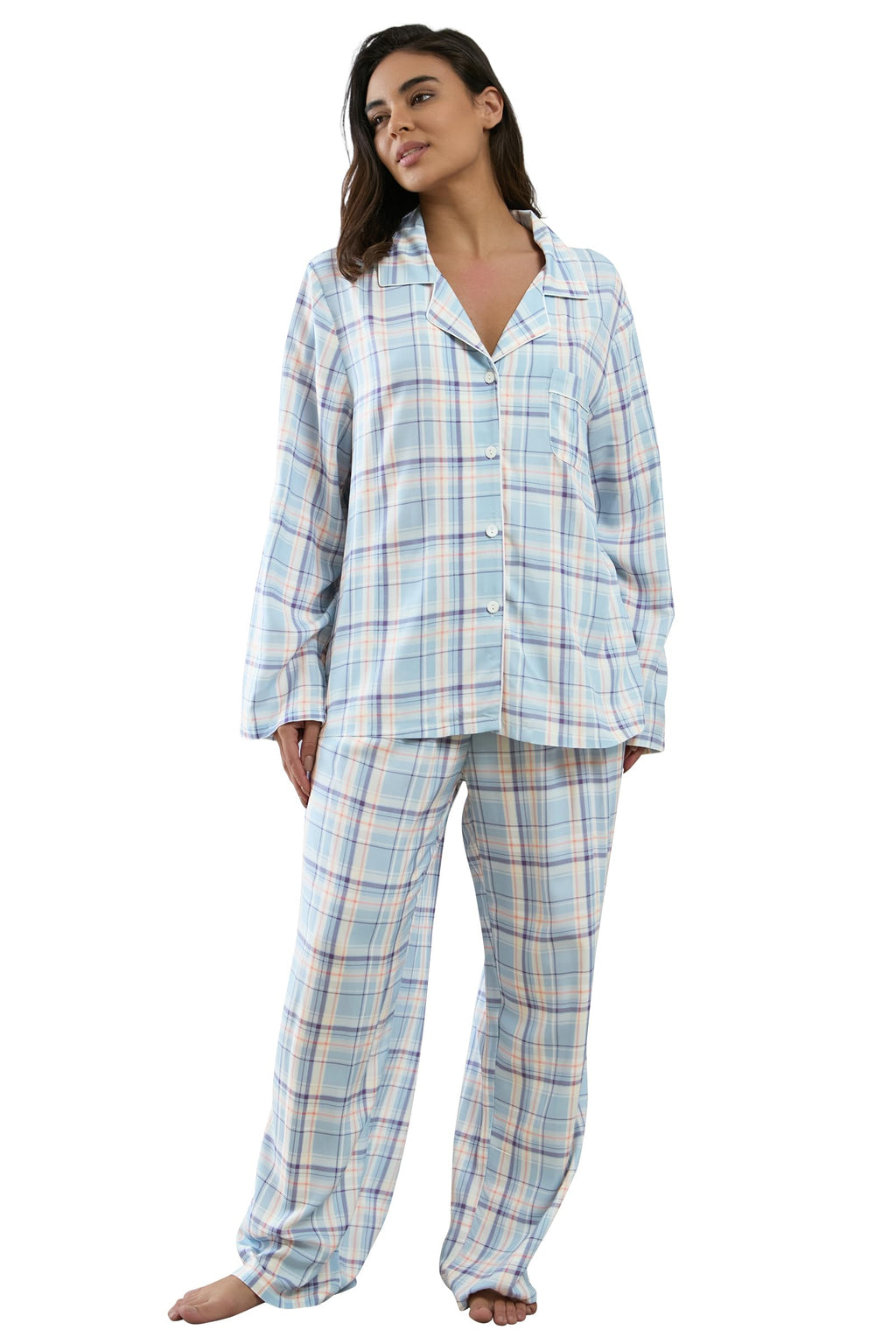 Womens Pajamas Set 2 Piece Long Sleeve Sleepwear Button Down Pjs Lounge Set Nightwear with Pockets