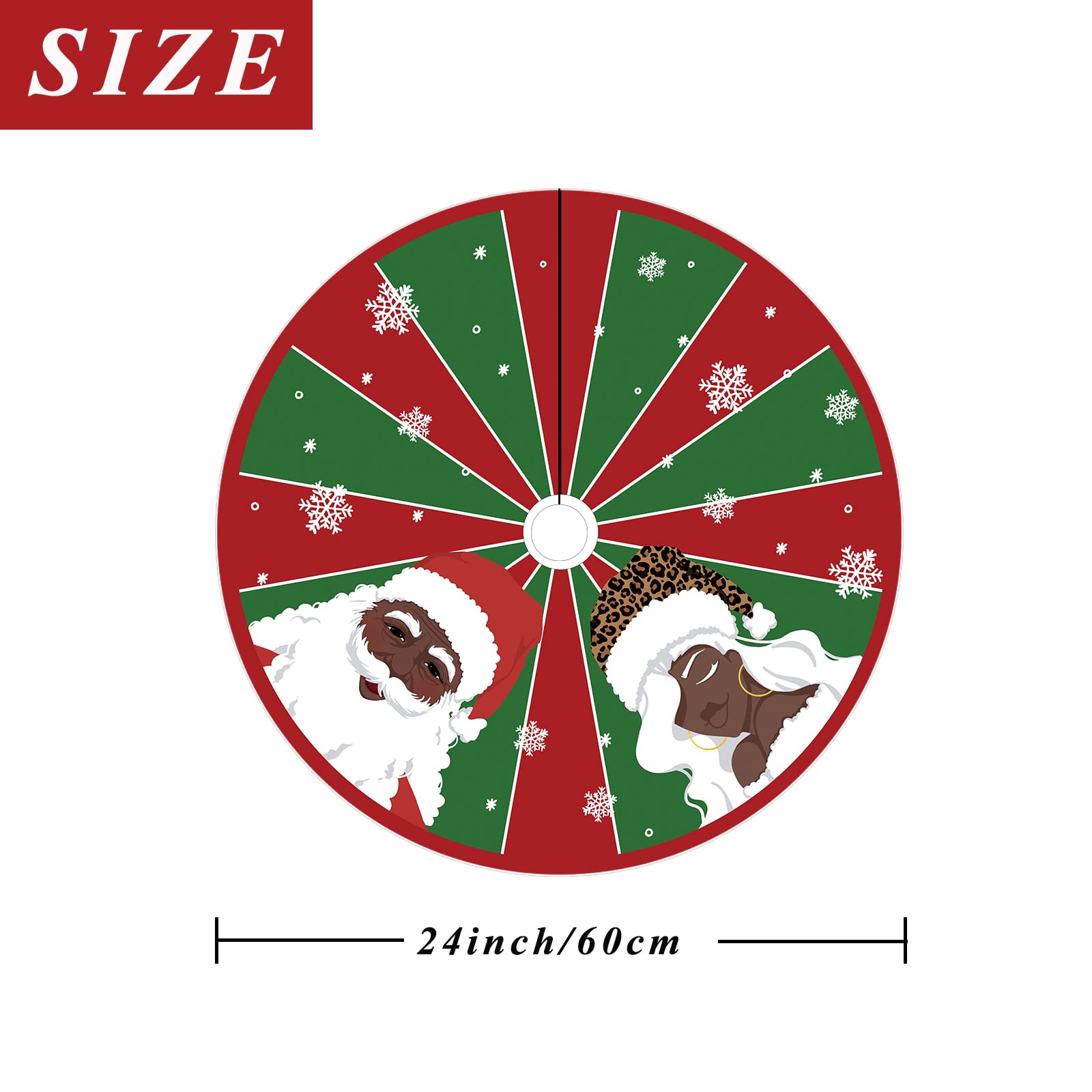 Christmas Tree Skirt Black Snowflake Black Santa African American Santa Tree Skirt 48inch Xmas Winter Tree Skirt for Christmas Indoor Outdoor Decorations