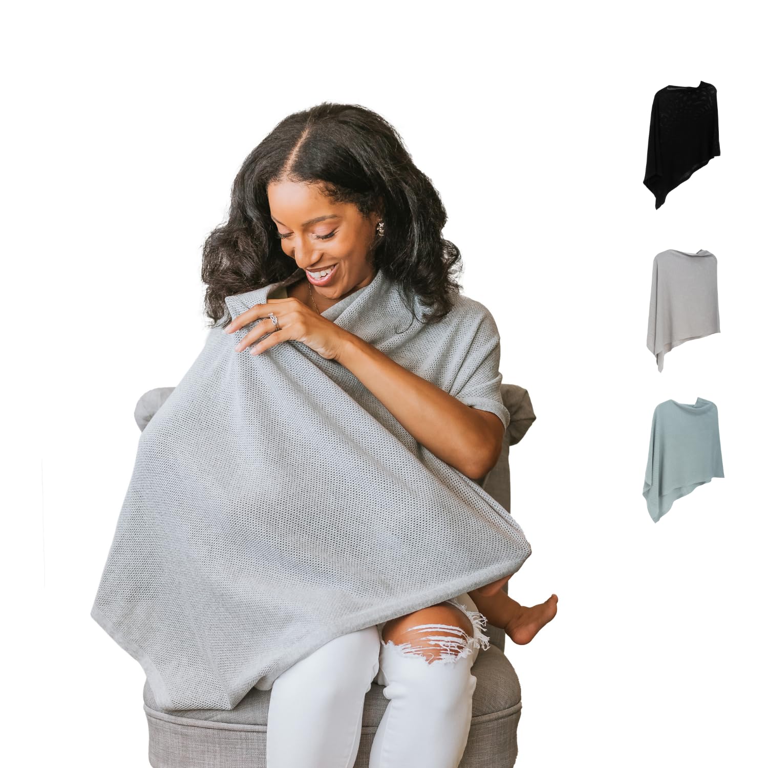 Breathable Nursing Cover Up for Breastfeeding - Privacy Nursing Covers - Newborn Essentials Must Haves - Improved Ponchy by Gold Mamas - Sand