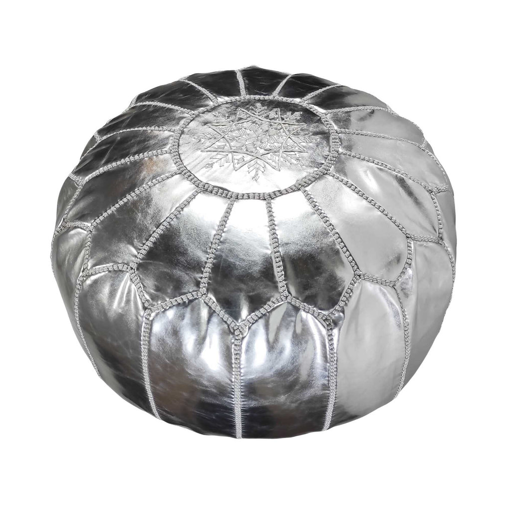 Fezcrafts Genuine Leather Moroccan Ottoman unstuffed Moroccan Pouf Footresf Livin Room Cocktail Seats Goatskin Tribal Bohemian Home Decor (Black)