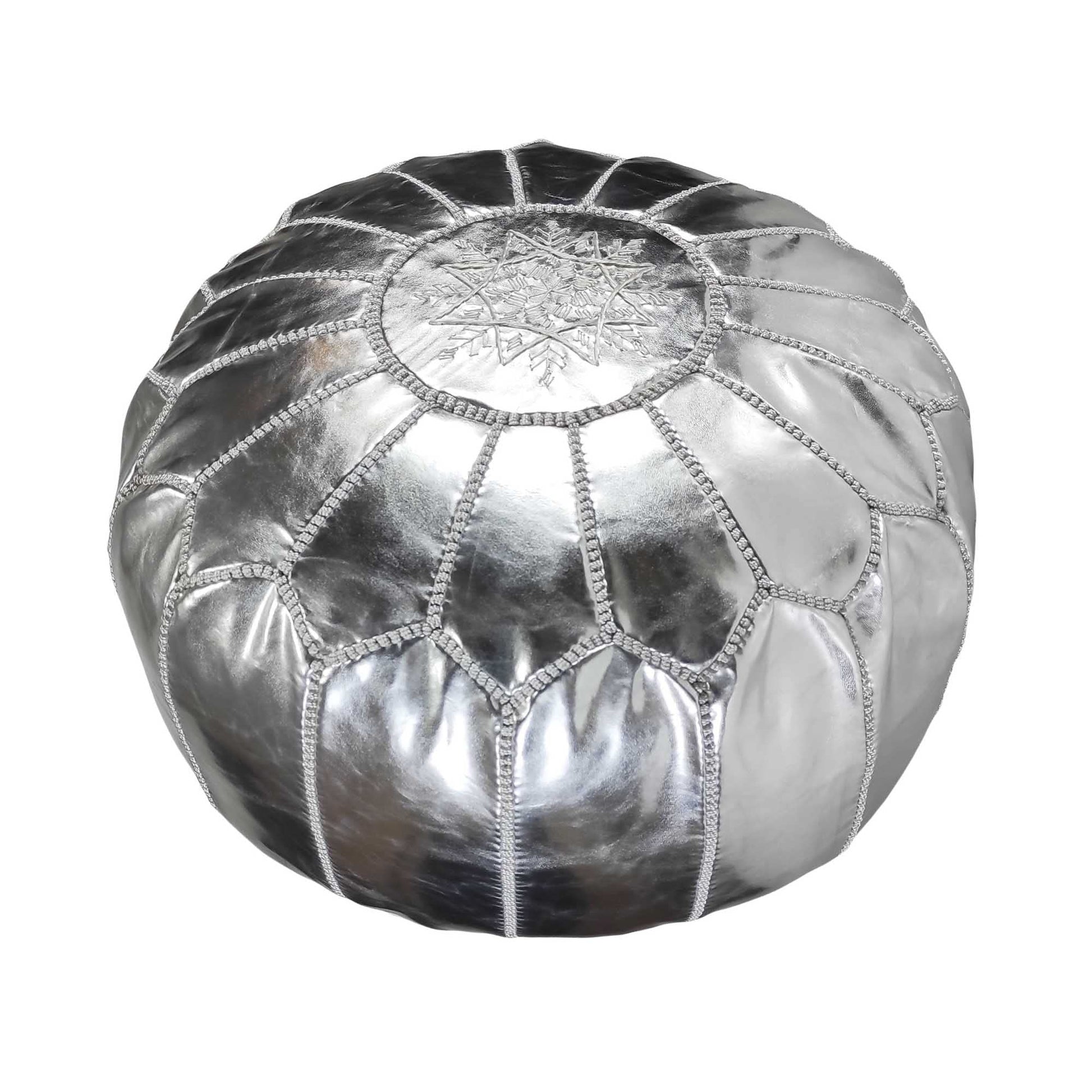 Fezcrafts Genuine Leather Moroccan Ottoman unstuffed Moroccan Pouf Footresf Livin Room Cocktail Seats Goatskin Tribal Bohemian Home Decor (Black)