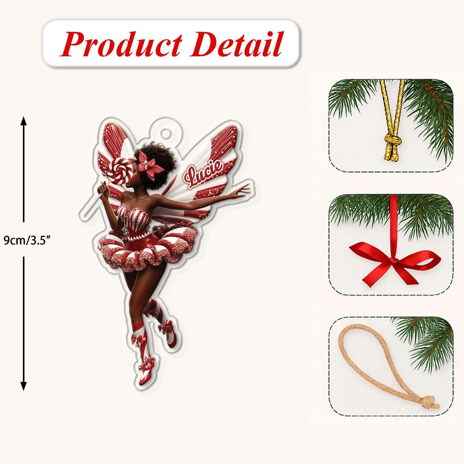 2D Acrylic Christmas Elf Shaped Ornament with Gift Box, Personalized Name Holiday Keepsake, Cute Ornament for Kids Room, Custom Name African-Inspired Decoration, Gifts for Boys