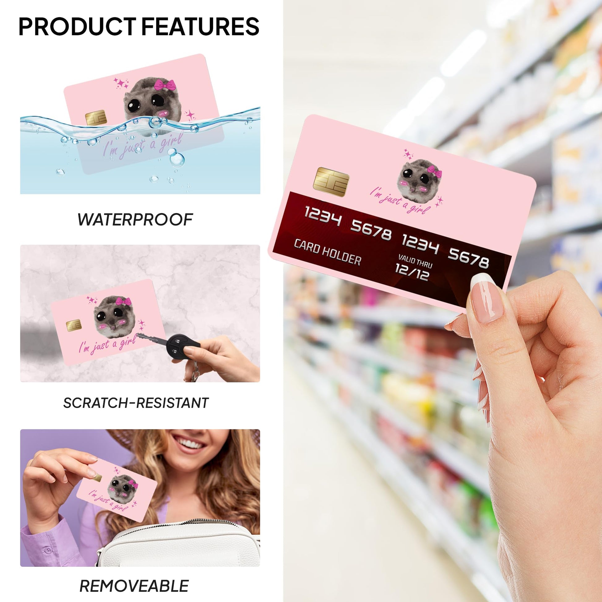 8Pcs Credit Card Skin Sticker, Funny Debit Card Skin Sticker Cover, Durable Vinyl Stickers for Debit Credit Cards, Cute Waterproof Skins Cover for Bank, EBT, Key, Transportation, ID (Poker)