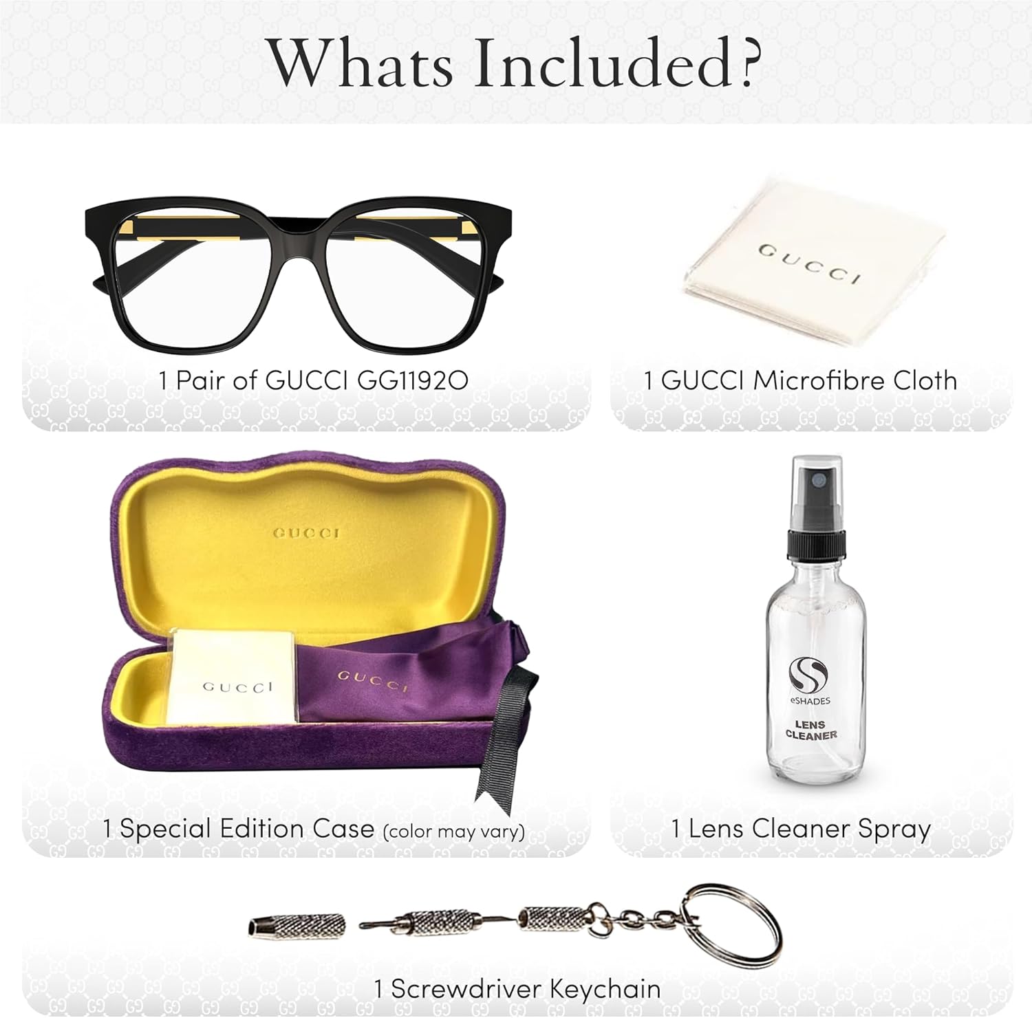 Gucci GG1192O Designer Fashion Eyeglasses Stylish Square Frame Eyewear with Luxury eSHADES Kit - Embrace Sophistication and Elegance