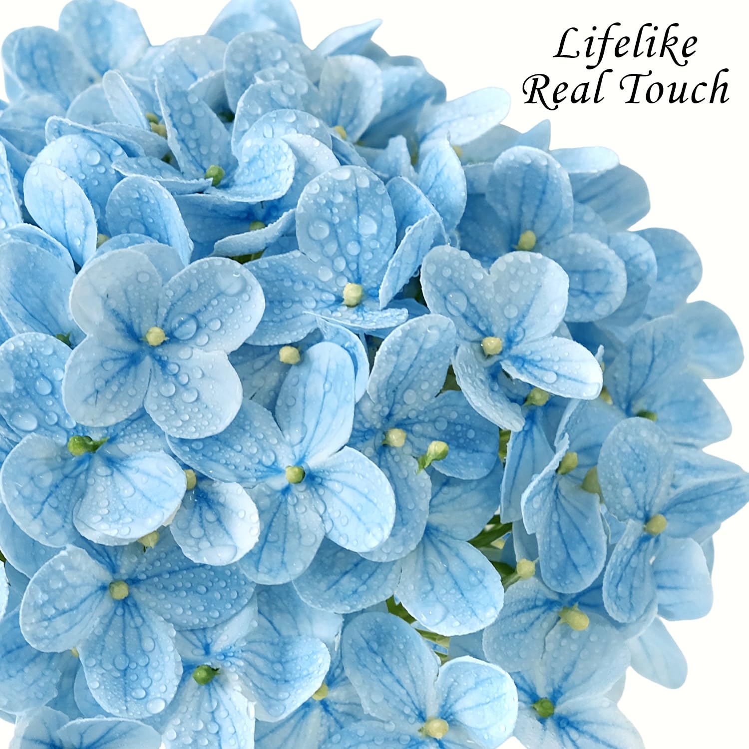 Light Blue Hydrangea Artificial Flowers,4Pcs 20" Real Touch Lifelike Silk Artificial Hydrangeas, Full Fake Flowers for Bouquet Table Centerpieces Spring Wedding Indoor Home