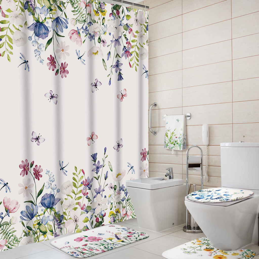 Honoson 8 Pcs Christmas Black Santa Claus Shower Curtain Set with Rugs and Kitchen Towels African American Retro Christmas Bathroom Decor Black Santa Curtain Decorations Xmas Farmhouse Gifts