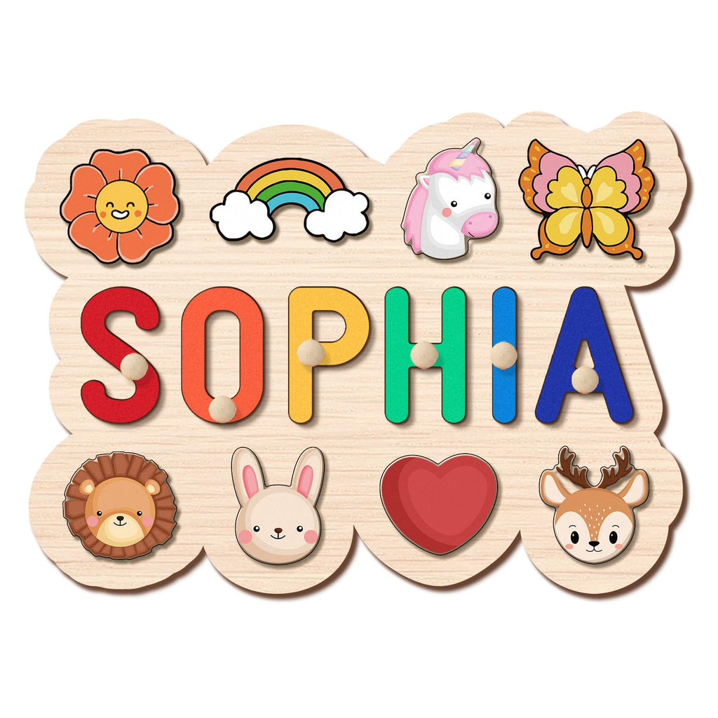 Personalized Name Puzzle for Kids, Personalized Baby Gifts Custom Name Puzzles for Toddlers 1-3 Animal Puzzle, Customized 1st Birthday for Girls & Boys Wooden Puzzle Montessor Toys for Kids