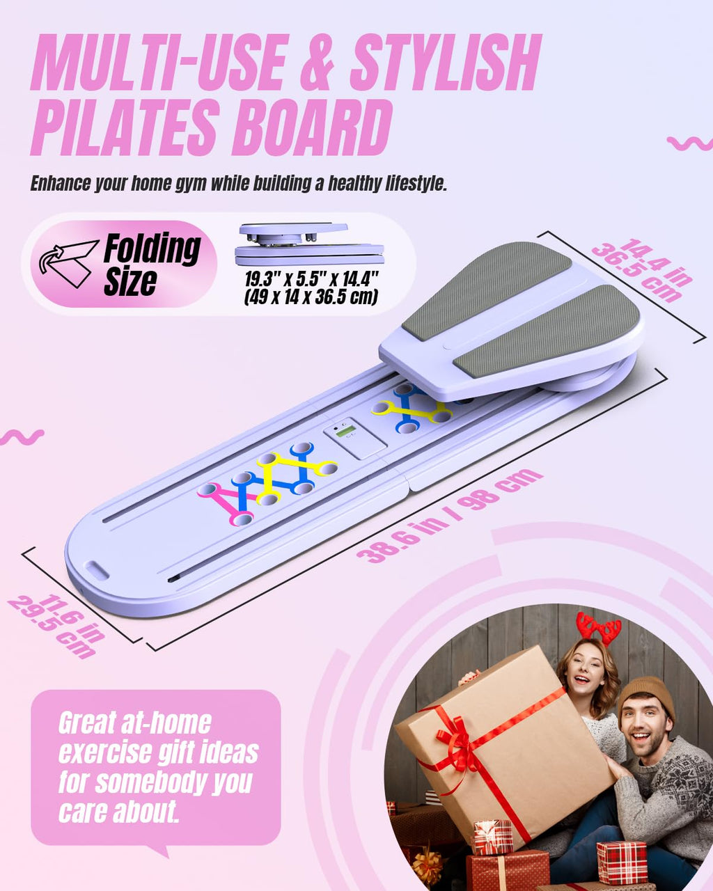 Pilates Board Pilates Reformer Set, Pilates Board for Home Workout Foldable Pilates Reformer Board for Women, 6 in 1 Multifunctional Pilates Equipment