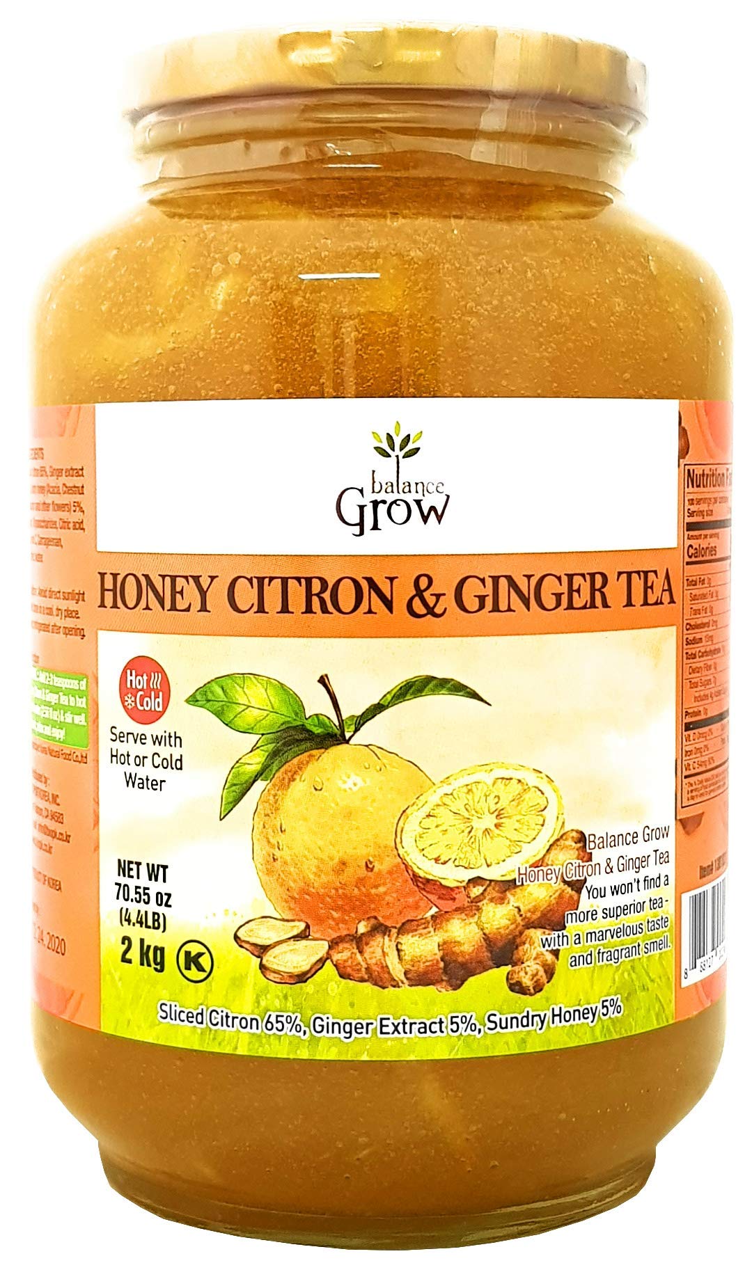Balance Grow Honey Citron and Ginger Tea 70.55oz (4.4 lbs/2KG) pack of 1