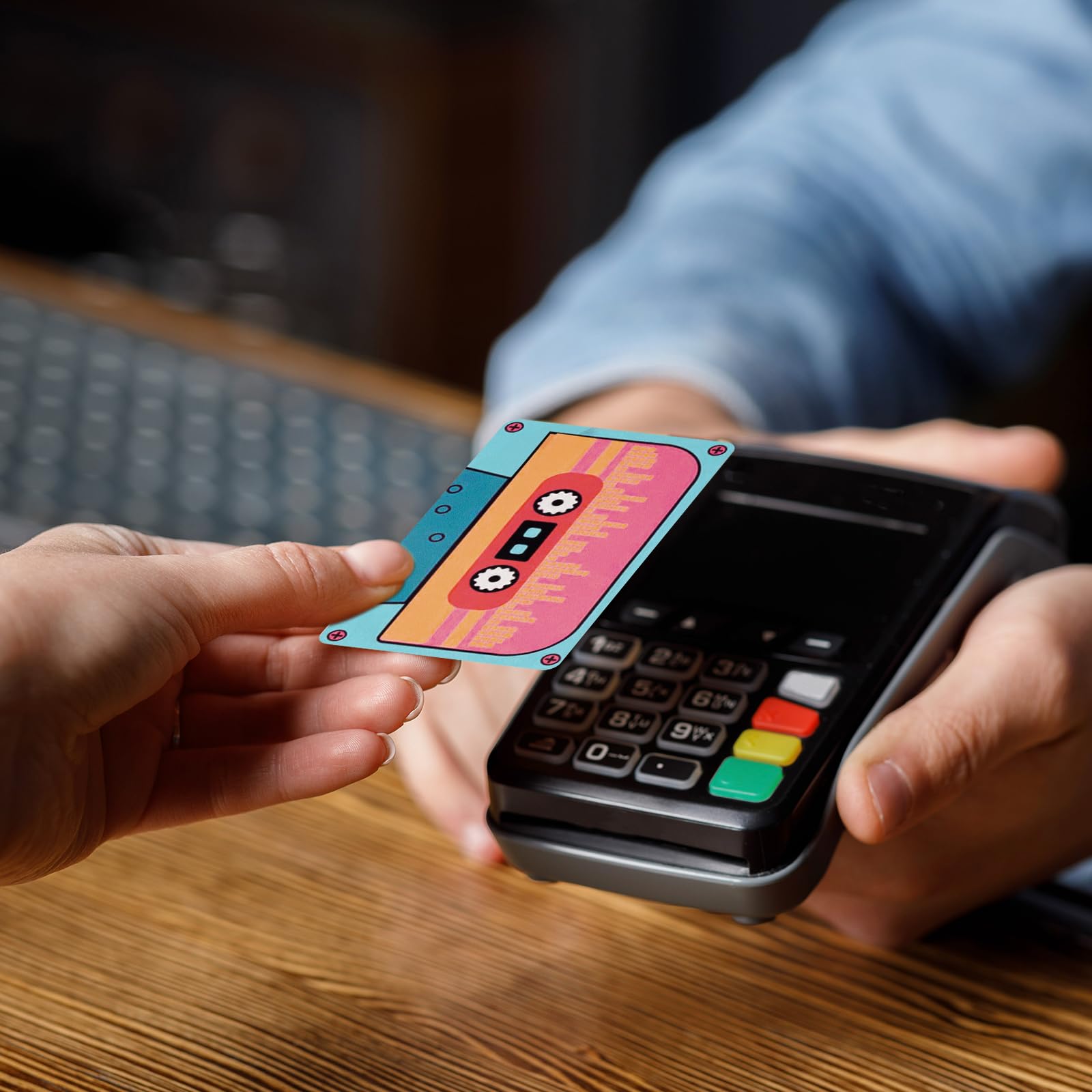 4PCS Credit Card Skin Set, Waterproof Debit Card Sticker Game Machine Theme Bank Card Sticker Skins - Black