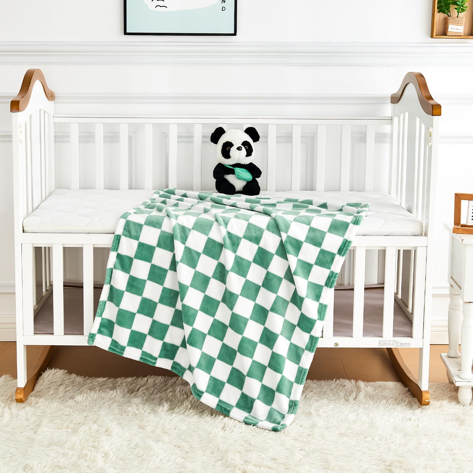 Yurhap Checkered Baby Blanket Fleece Baby Blankets Neutral for Boys Girls, Super Soft Warm Lightweight Infant Toddler Newborn Receiving Blankets for Crib Stroller, 30''x40'', Khaki