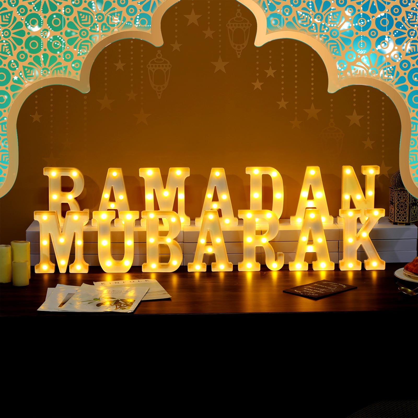 11 Pcs Happy Kwanzaa Large LED Letter Sign LED Lights Battery Powered Table Decorations for Party Favor Light Centerpiece Tabletop Decoration