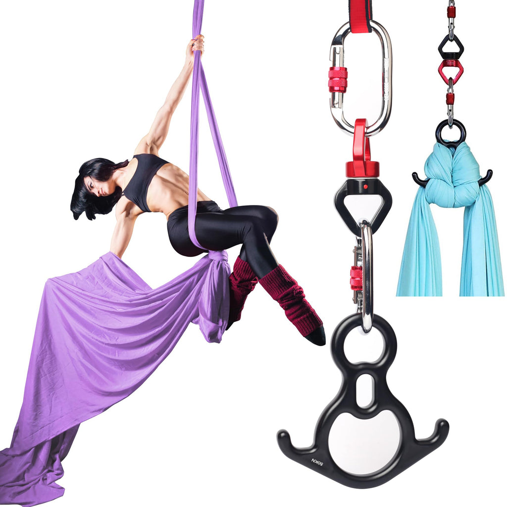 Aerial Silks Set, Premium Ariel Yoga Hammock 9 Yards Aerial Silk, Low-Stretch Fabric, Yoga Starter Kit for Home, Aerial Rig for All Skill Levels - All Hardware Included