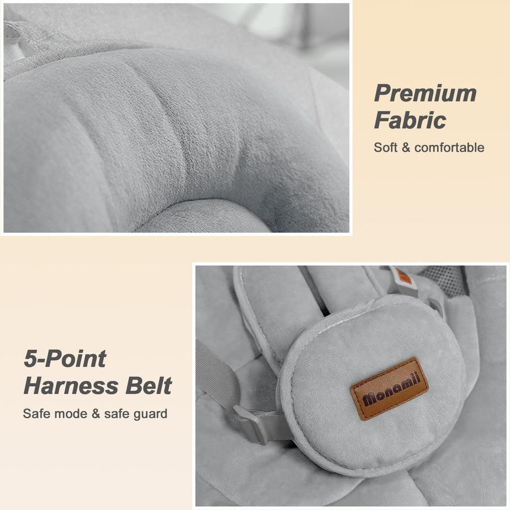 Baby Swings for Infants, Monamii Baby Swing, Infant Swing with 5 Speeds, 10 Lullabies, Electric Swing for Baby, Indoor & Outdoor Use (Beige)