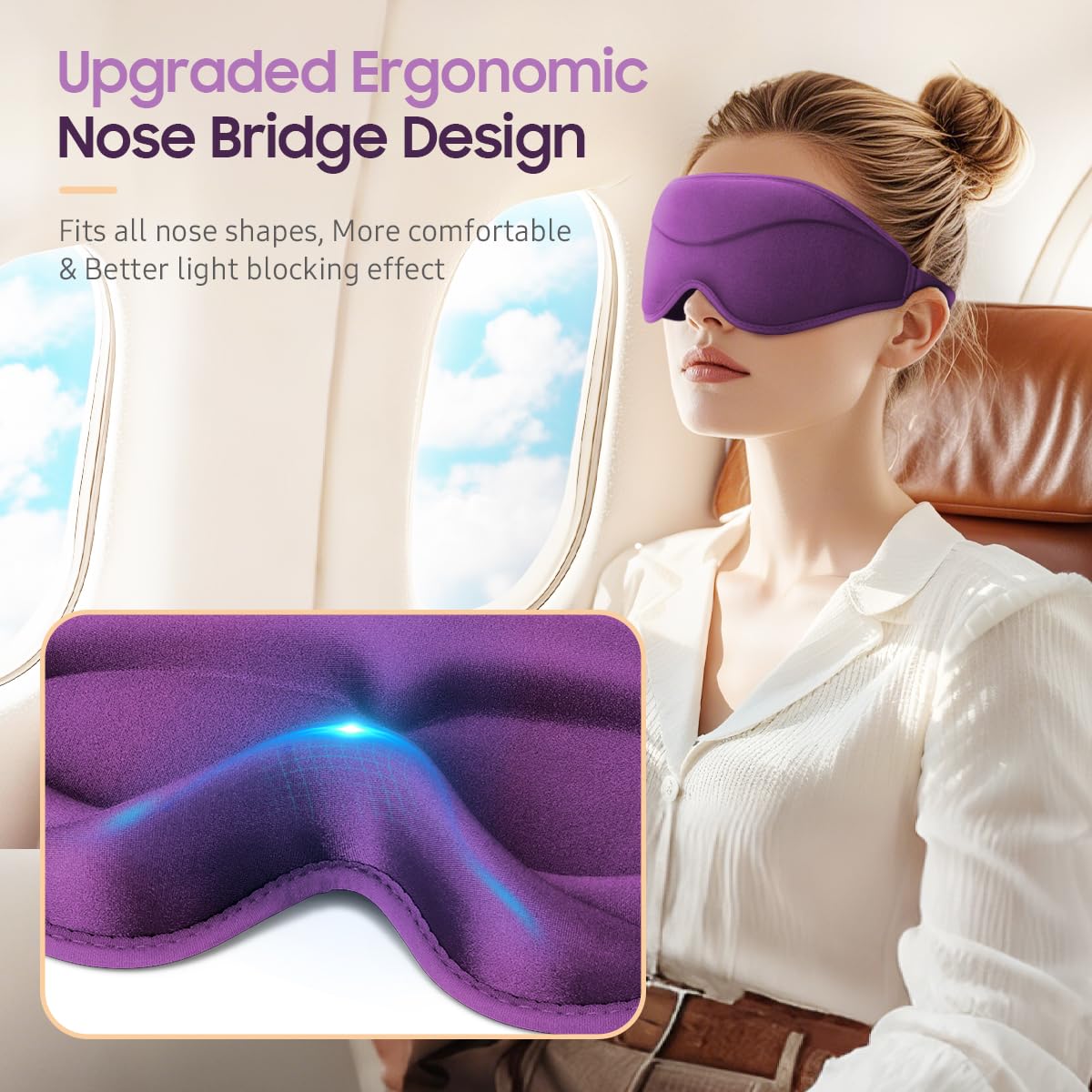 Sleep Mask, Premium Eye Mask for Sleeping, Total Blackout, Super Soft Comfort, Adjustable Fit, Upgraded 3D Ergonomic Designed Sleeping Mask for Home, Office, Travel, Meditation, Yoga, Pink