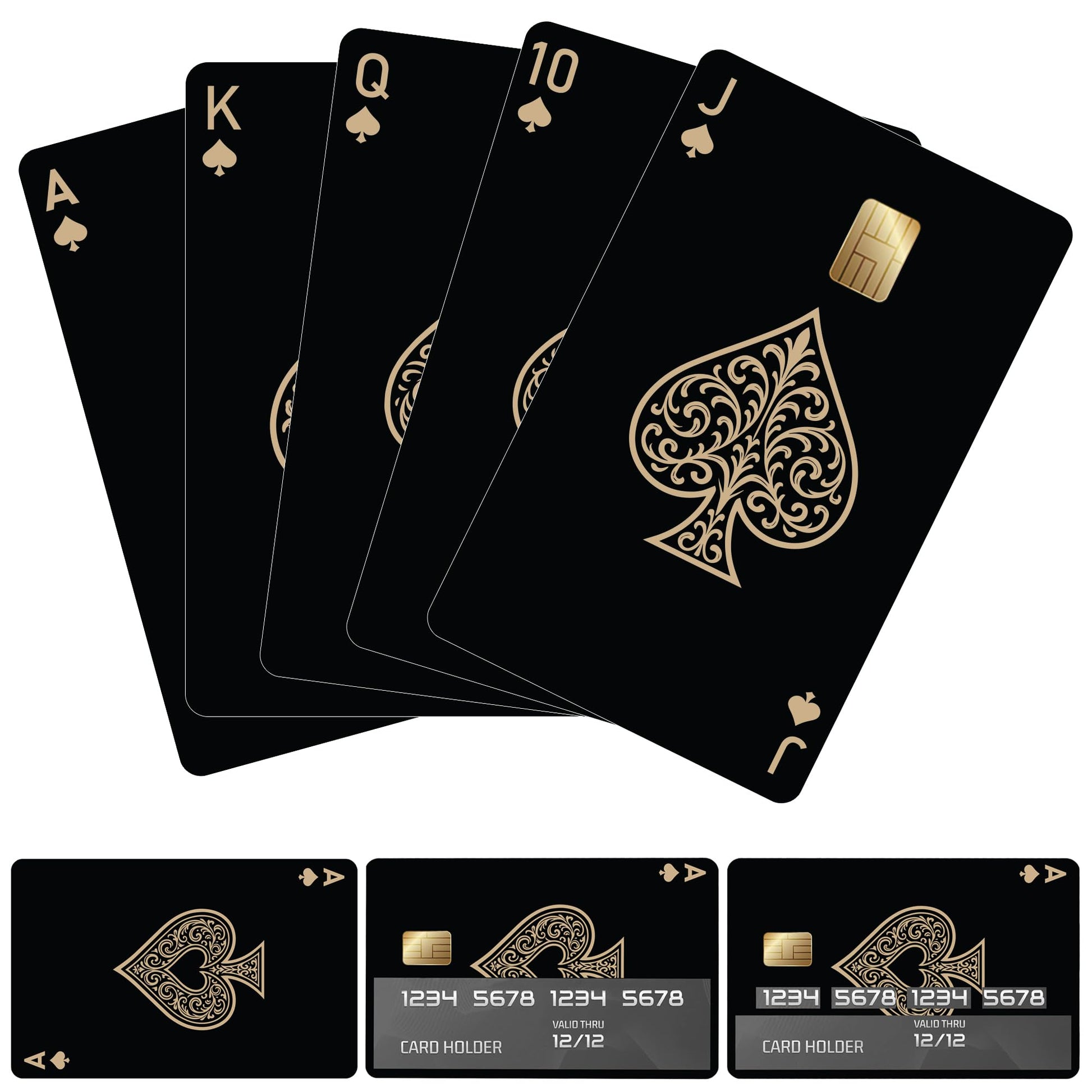 8Pcs Credit Card Skin Sticker, Funny Debit Card Skin Sticker Cover, Durable Vinyl Stickers for Debit Credit Cards, Cute Waterproof Skins Cover for Bank, EBT, Key, Transportation, ID (Poker)
