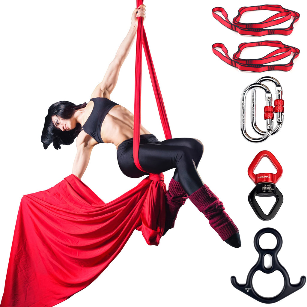 Aerial Silks Set, Premium Ariel Yoga Hammock 9 Yards Aerial Silk, Low-Stretch Fabric, Yoga Starter Kit for Home, Aerial Rig for All Skill Levels - All Hardware Included