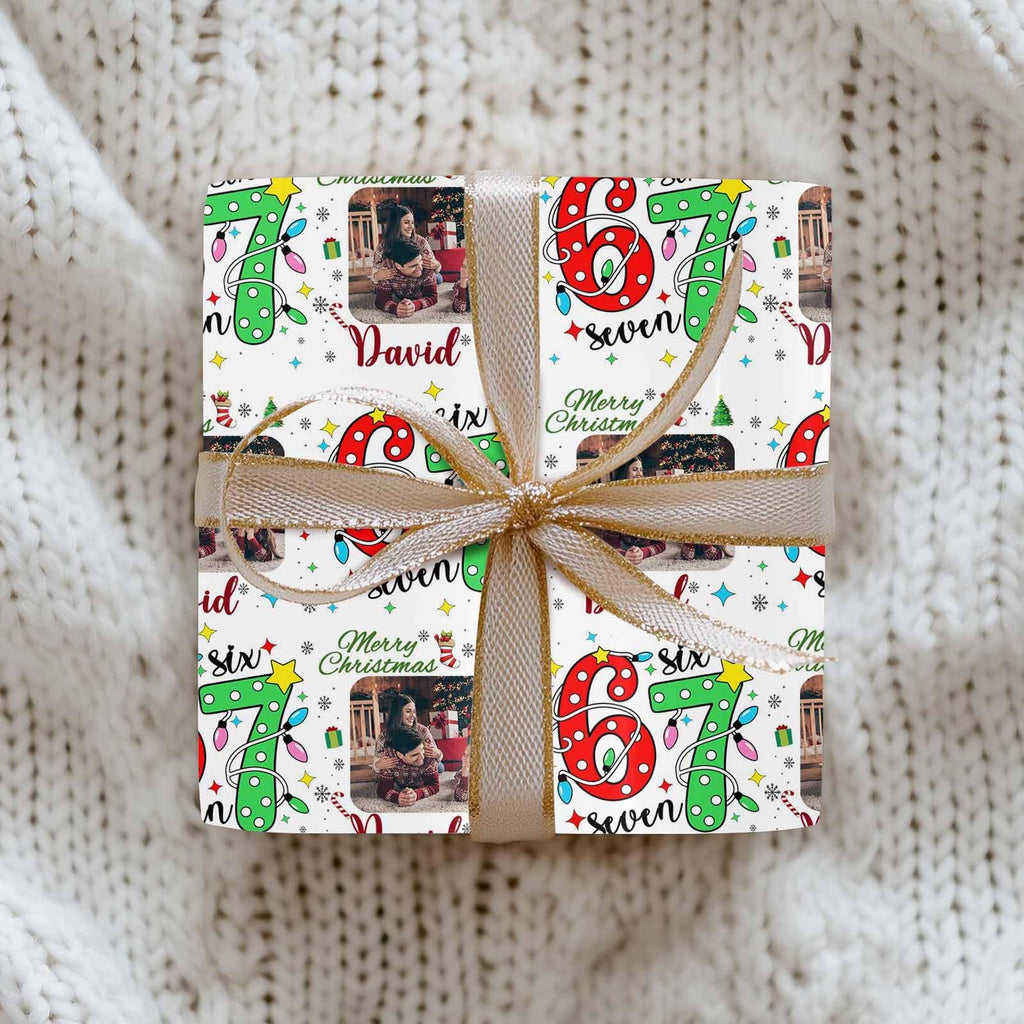 InterestPrint Custom Photo Wrapping Paper Merry Christmas with Christmas hat Wrapping Paper Custom Name Gift Wrap Roll Perfect for Birthdays 58"x 23"