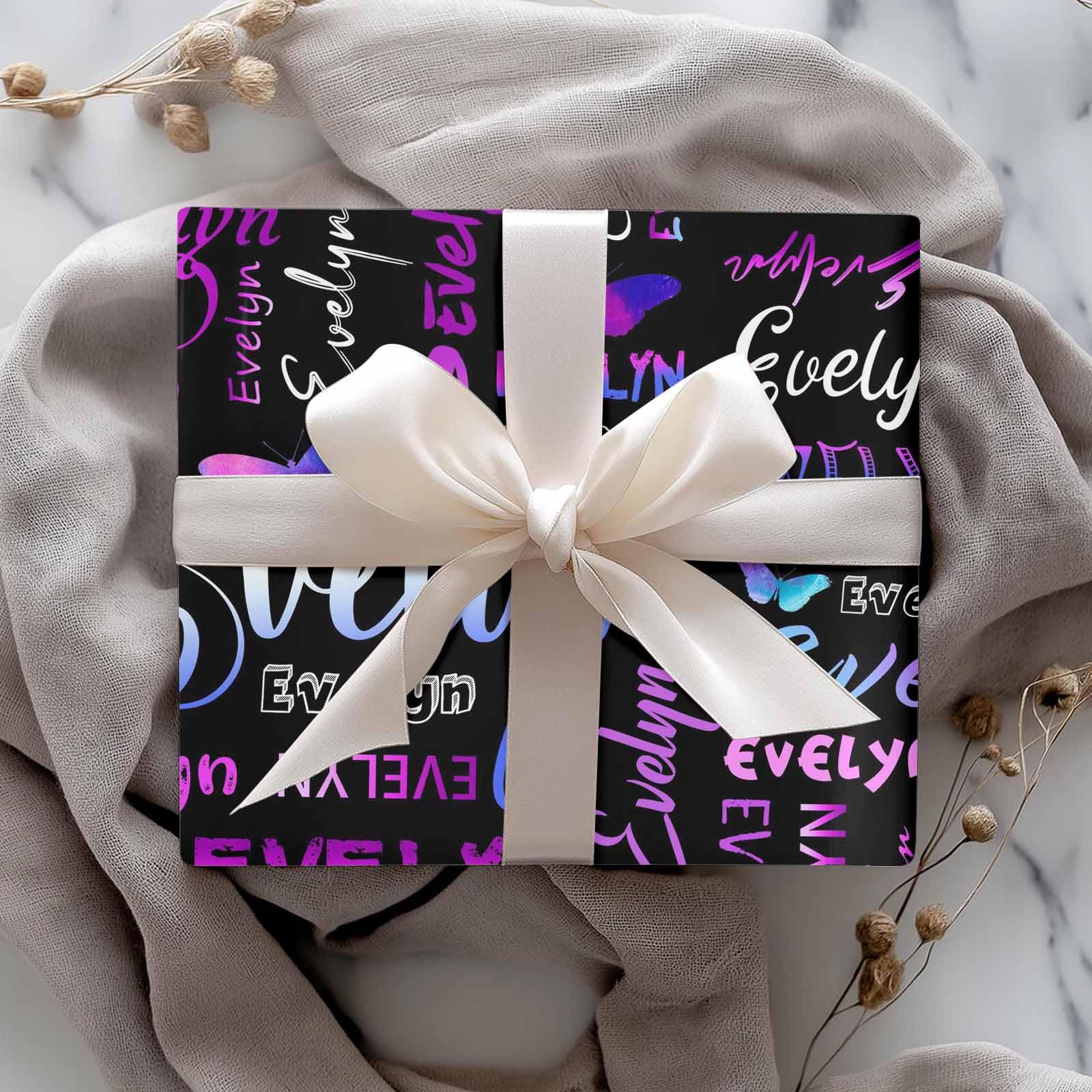 InterestPrint Custom Photo Wrapping Paper Merry Christmas with Christmas hat Wrapping Paper Custom Name Gift Wrap Roll Perfect for Birthdays 58"x 23"