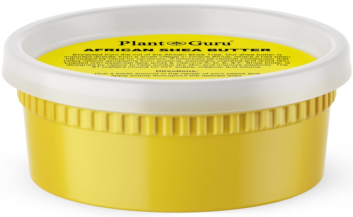 Plant Guru Raw African Shea Butter 8 oz. 100% Pure Natural Unrefined YELLOW - Ideal Moisturizer For Dry Skin, Body, Face And Hair Growth. Great For DIY Soap and Lip Balm Making.