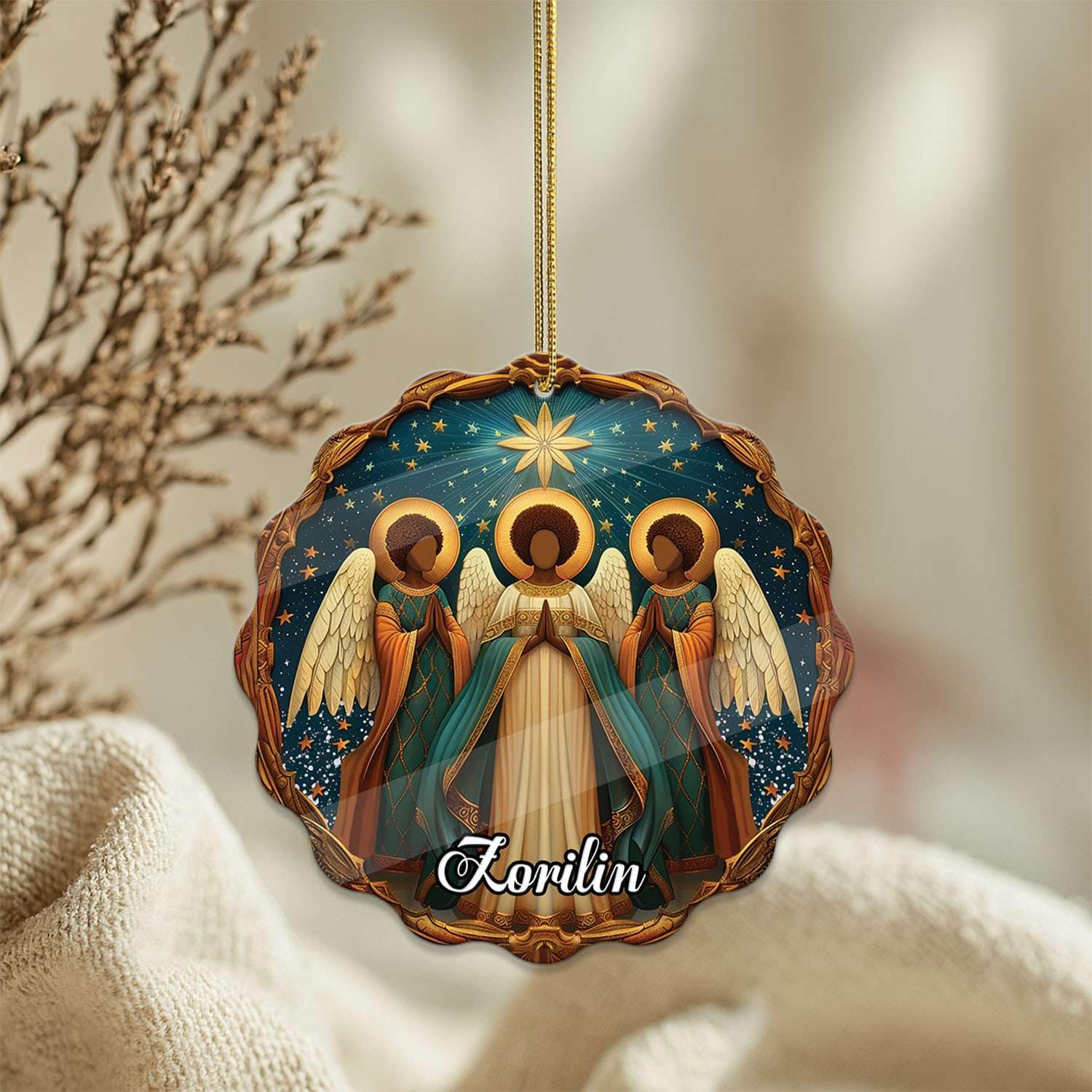 2D Acrylic Christmas Elf Shaped Ornament with Gift Box, Personalized Name Holiday Keepsake, Cute Ornament for Kids Room, Custom Name African-Inspired Decoration, Gifts for Boys