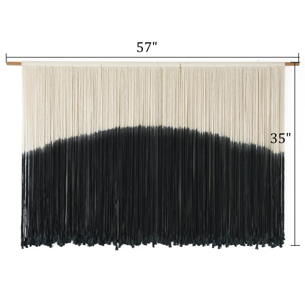 Flber Macrame Wall Hanging Tie-Dye Geometric Decor Large Scale Wall Art Statement Bohemian Yarn Tapestry Home Wall Decor 59''W*35''L