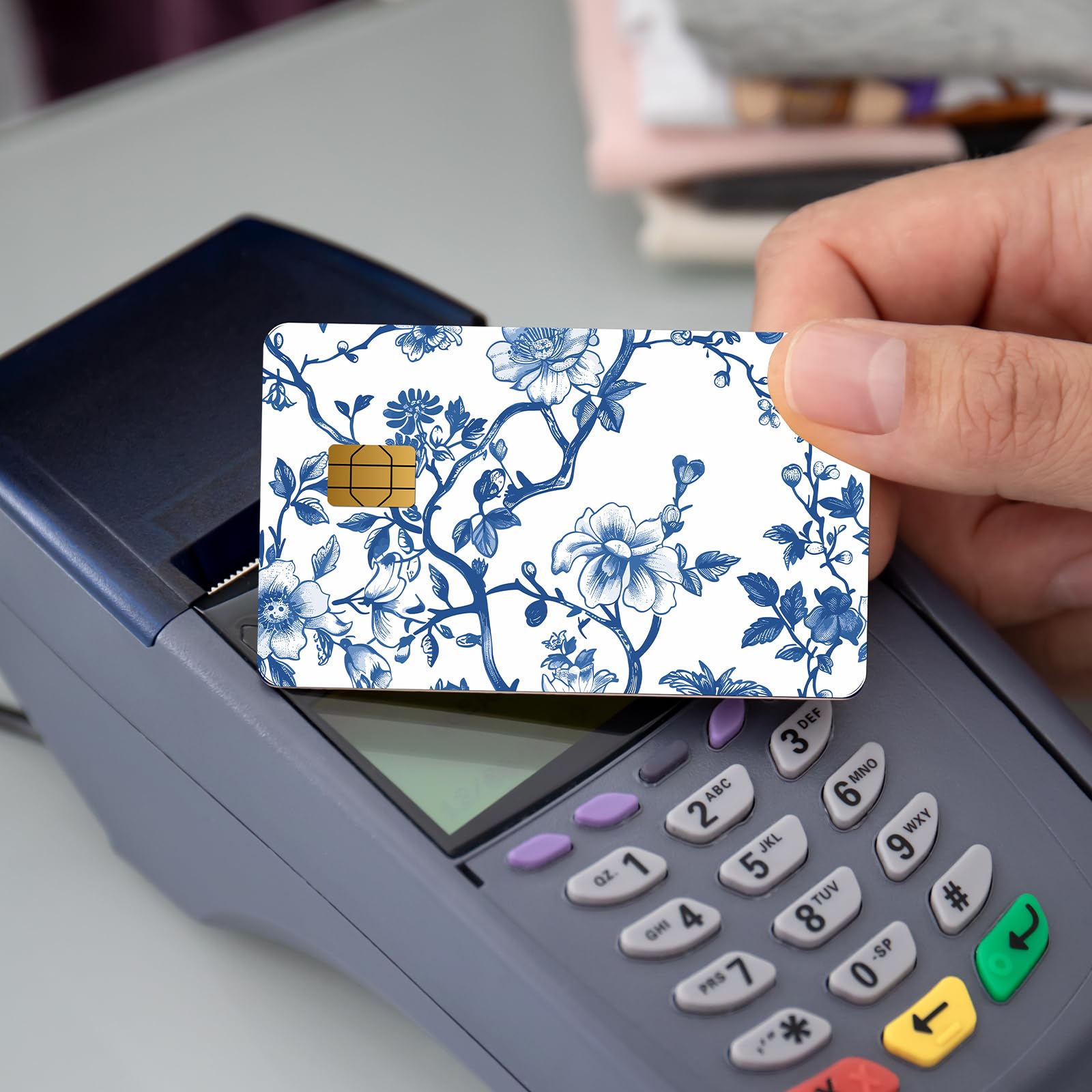 Credit Card Skin Stickers - 4 Pcs Pink Strawberry Debit Card Skin Stickers, Cute Berry Bow Daisy Removable Waterproof Decal Cover Set for DIY Key, Transportation