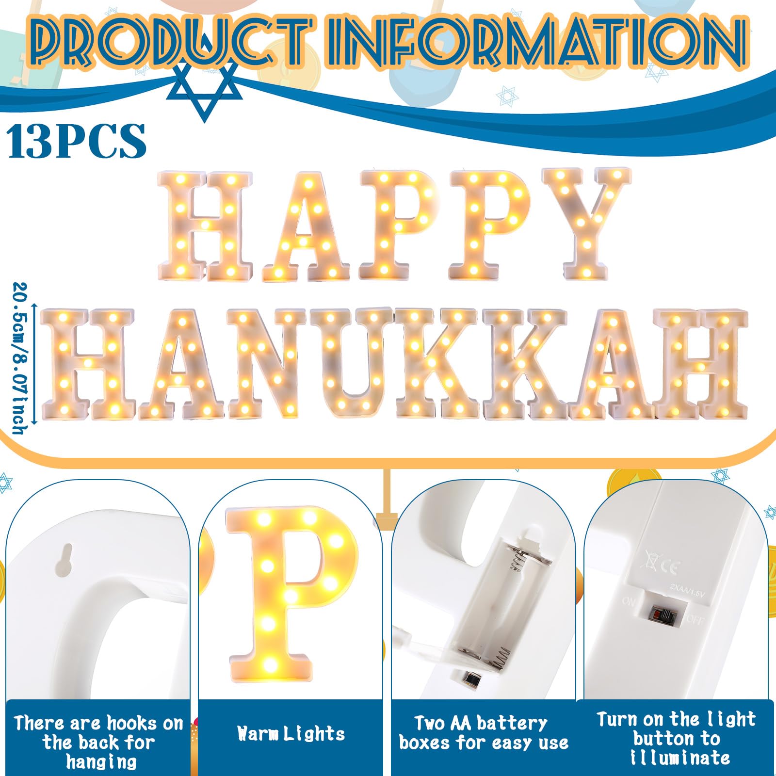 11 Pcs Happy Kwanzaa Large LED Letter Sign LED Lights Battery Powered Table Decorations for Party Favor Light Centerpiece Tabletop Decoration