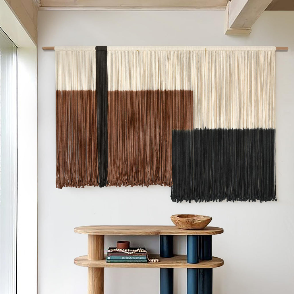 Flber Macrame Wall Hanging Tie-Dye Geometric Decor Large Scale Wall Art Statement Bohemian Yarn Tapestry Home Wall Decor 59''W*35''L