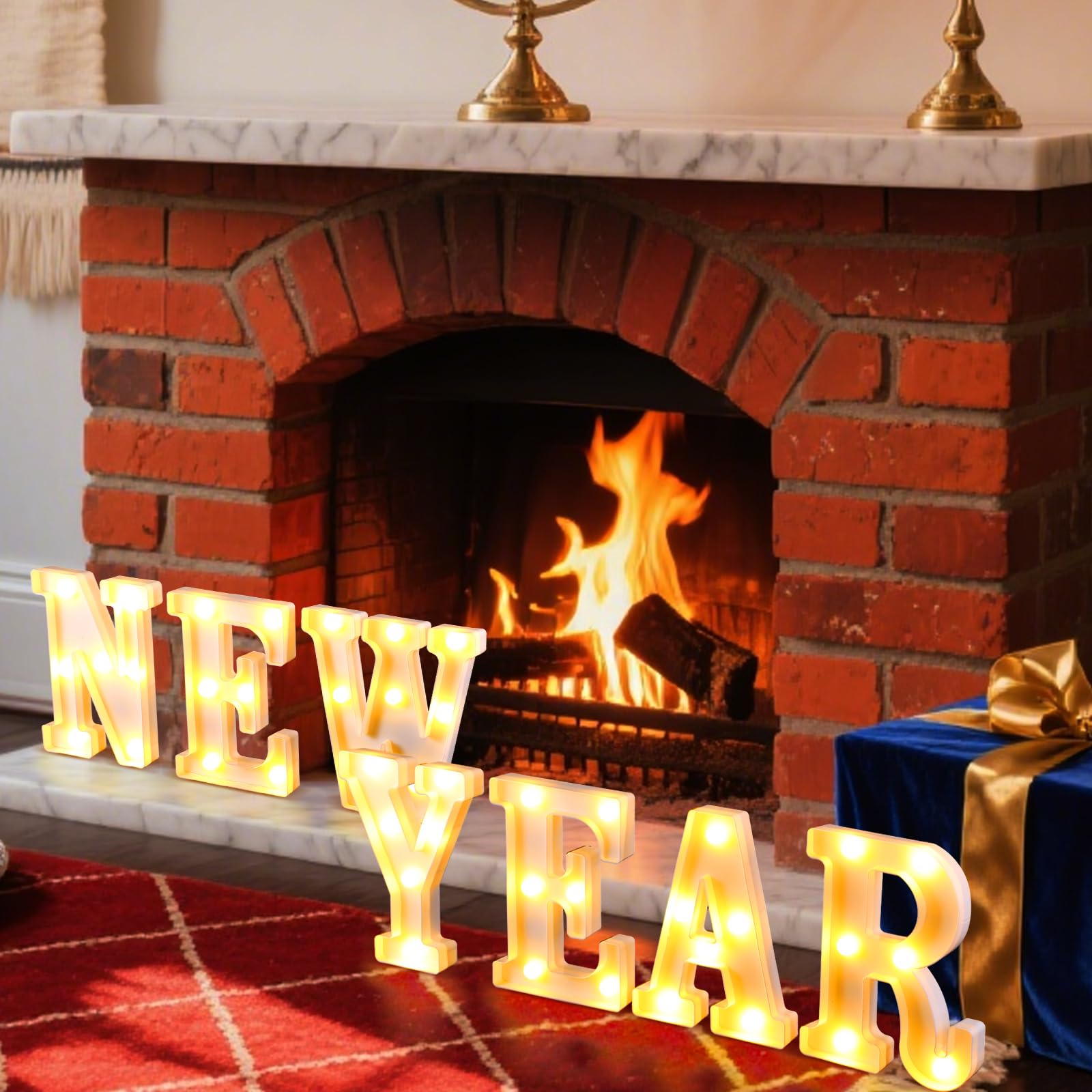 11 Pcs Happy Kwanzaa Large LED Letter Sign LED Lights Battery Powered Table Decorations for Party Favor Light Centerpiece Tabletop Decoration