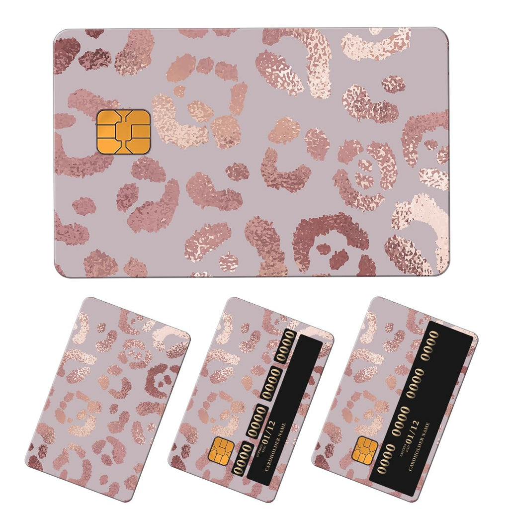 Credit Card Skin, Cute Debit Card Skin Sticker, 4Pcs Stylish Slim Anti-Wrinkling Removable Credit Card Sticker for Transportation, Key Light Pink Leopard