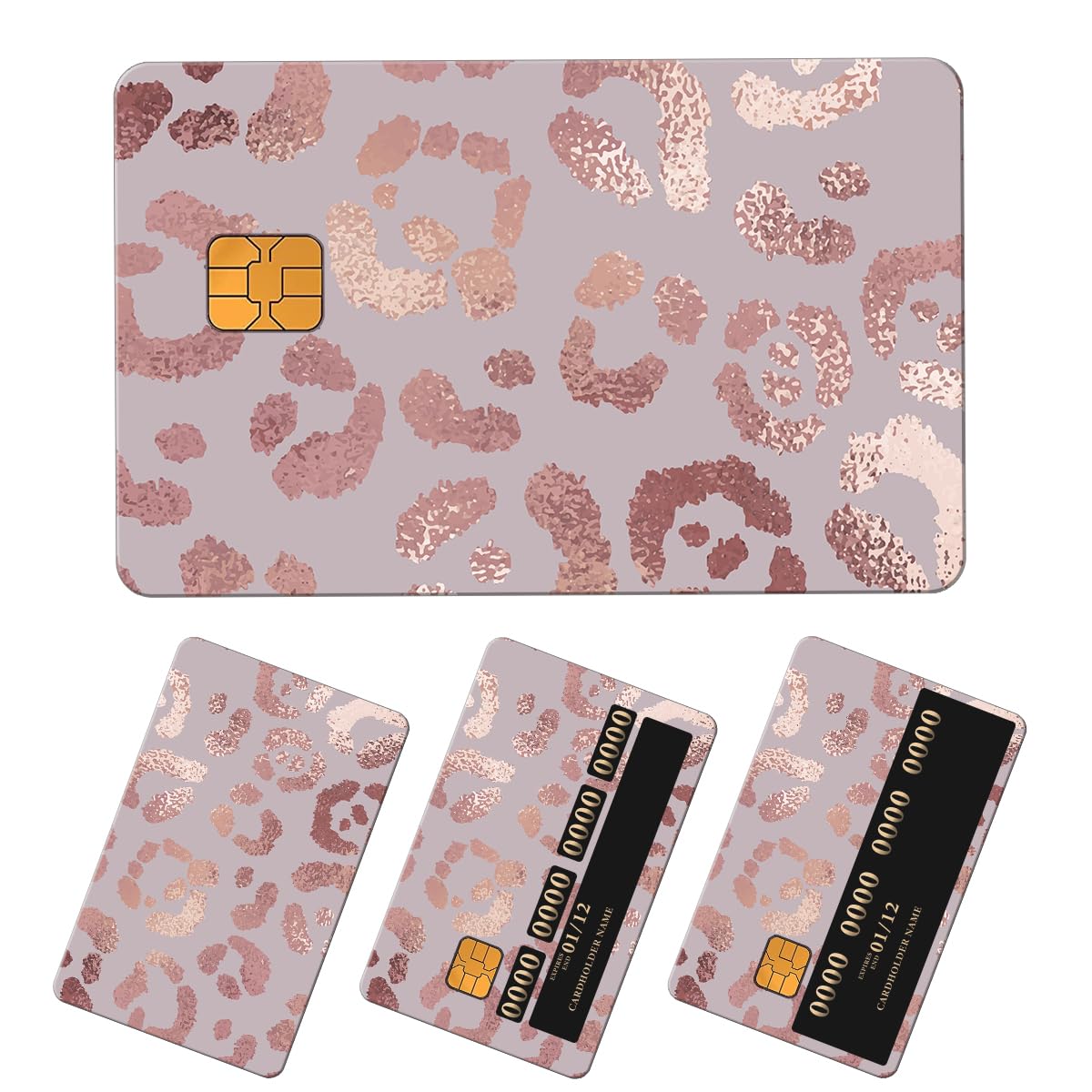 Credit Card Skin, Cute Debit Card Skin Sticker, 4Pcs Stylish Slim Anti-Wrinkling Removable Credit Card Sticker for Transportation, Key Light Pink Leopard